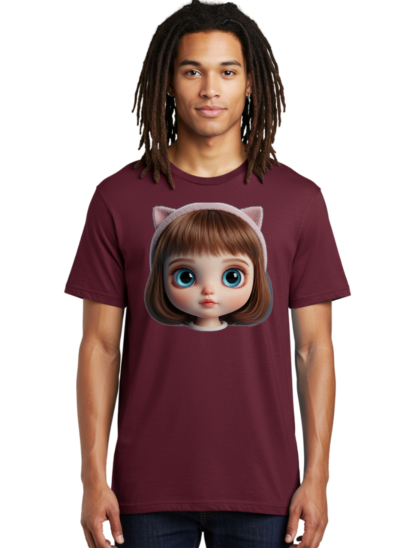 Blythe-Doll-4 Men'S Graphic Tee, 100% Cotton, Comfortable Casual Summer Wear, Machine Washable, Vintage Camera, Old Camera, Antique Camera, Black Camera, Classic Photography, Photography Equipment, Nostalgic Device, Film Camera, Camera Art Bal840