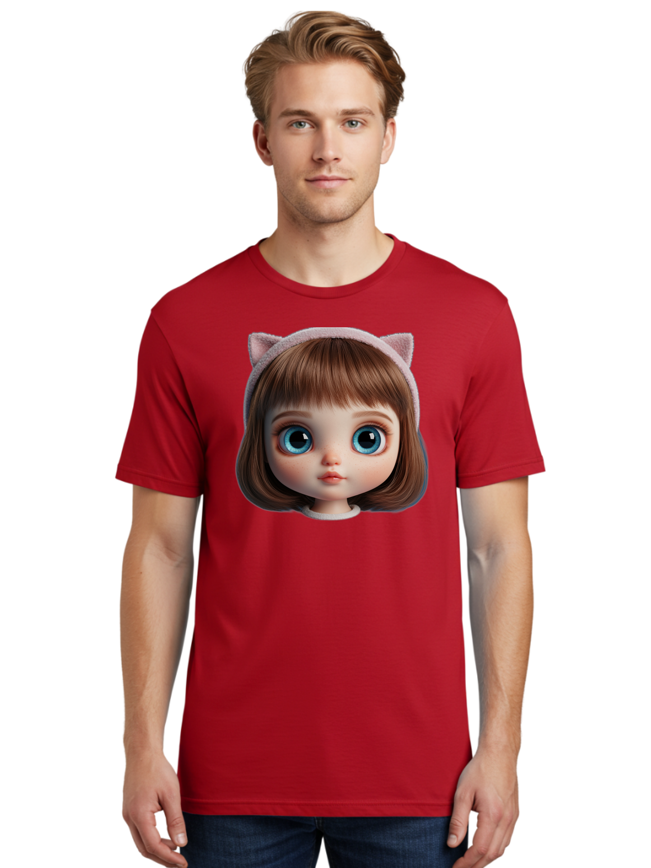 Blythe-Doll-4 Men'S Graphic Tee, 100% Cotton, Comfortable Casual Summer Wear, Machine Washable, Vintage Camera, Old Camera, Antique Camera, Black Camera, Classic Photography, Photography Equipment, Nostalgic Device, Film Camera, Camera Art Bal840