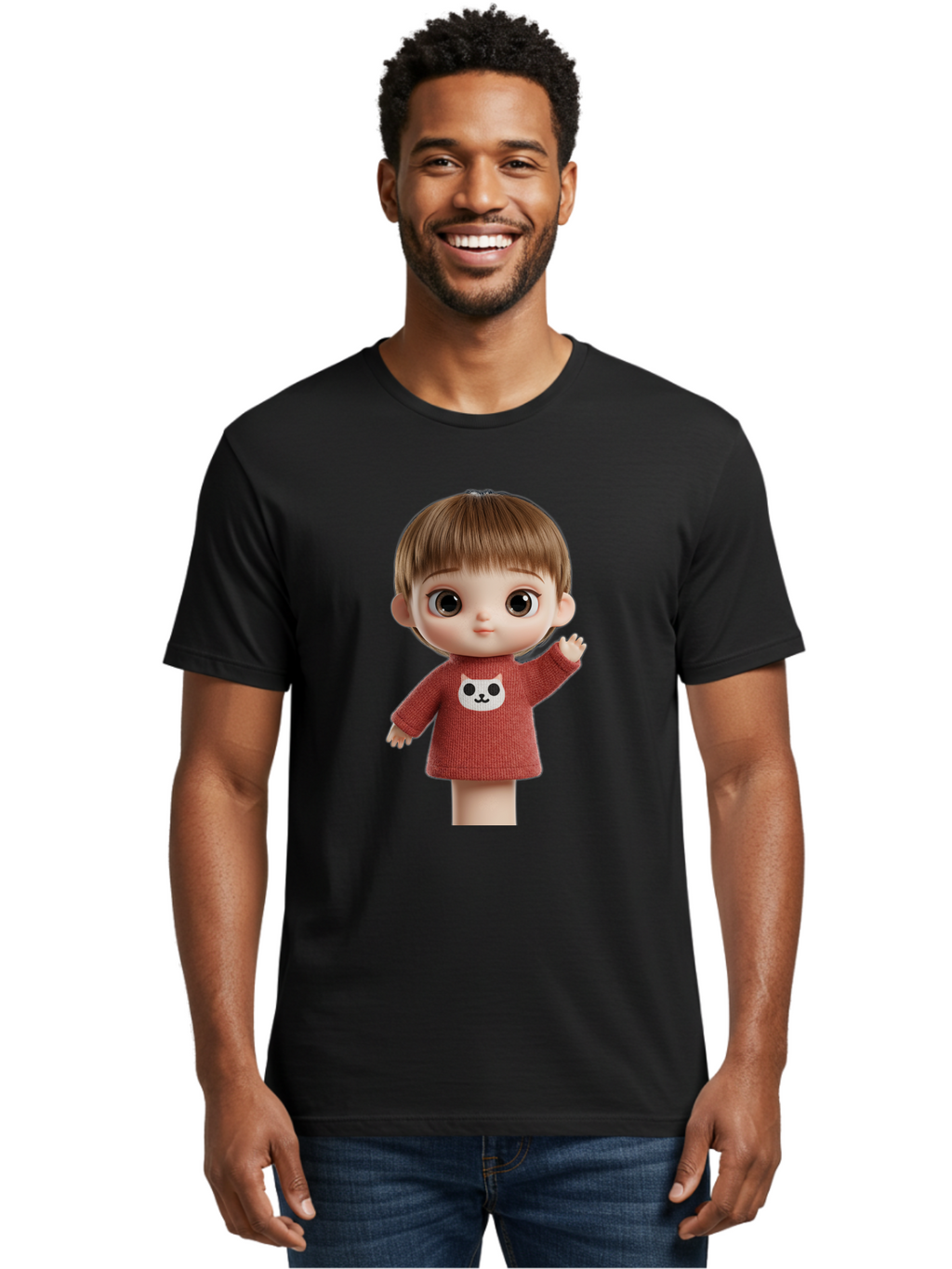 Blythe-Doll-5 Men'S Graphic Tee, 100% Cotton, Comfortable Casual Summer Wear, Machine Washable, Vintage Camera, Old Camera, Antique Camera, Black Camera, Classic Photography, Photography Equipment, Nostalgic Device, Film Camera, Camera Art Bal841