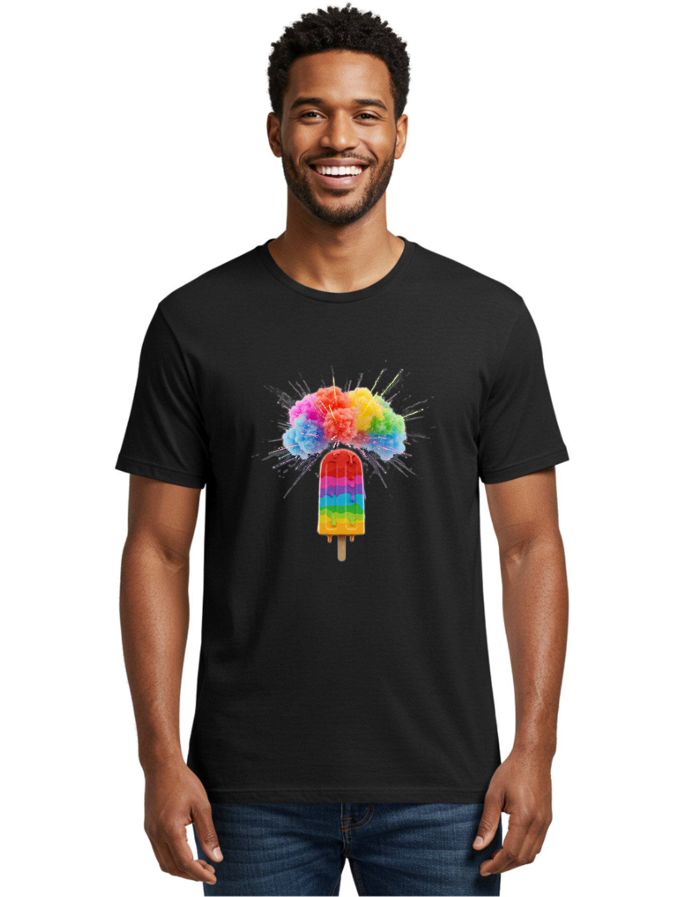 Boom-Rainbow-Popsicle Men'S Graphic Tee, 100% Cotton, Comfortable Casual Summer Wear, Machine Washable, Vintage Camera, Old Camera, Antique Camera, Black Camera, Classic Photography, Photography Equipment, Nostalgic Device, Film Camera, Bal851