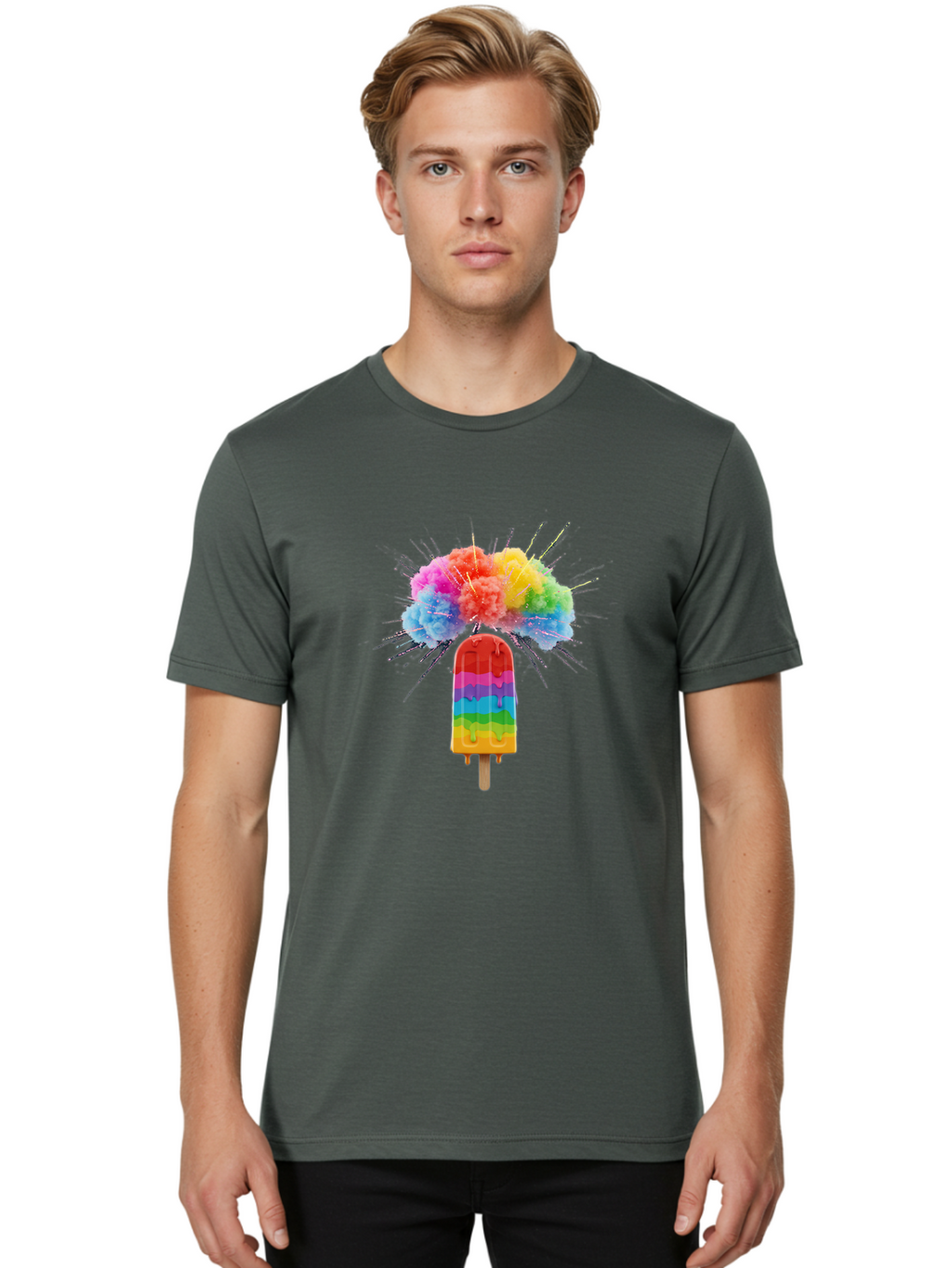Boom-Rainbow-Popsicle Men'S Graphic Tee, 100% Cotton, Comfortable Casual Summer Wear, Machine Washable, Vintage Camera, Old Camera, Antique Camera, Black Camera, Classic Photography, Photography Equipment, Nostalgic Device, Film Camera, Bal851