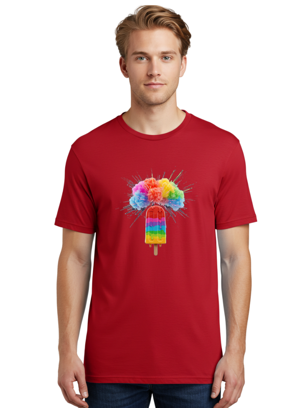 Boom-Rainbow-Popsicle Men'S Graphic Tee, 100% Cotton, Comfortable Casual Summer Wear, Machine Washable, Vintage Camera, Old Camera, Antique Camera, Black Camera, Classic Photography, Photography Equipment, Nostalgic Device, Film Camera, Bal851