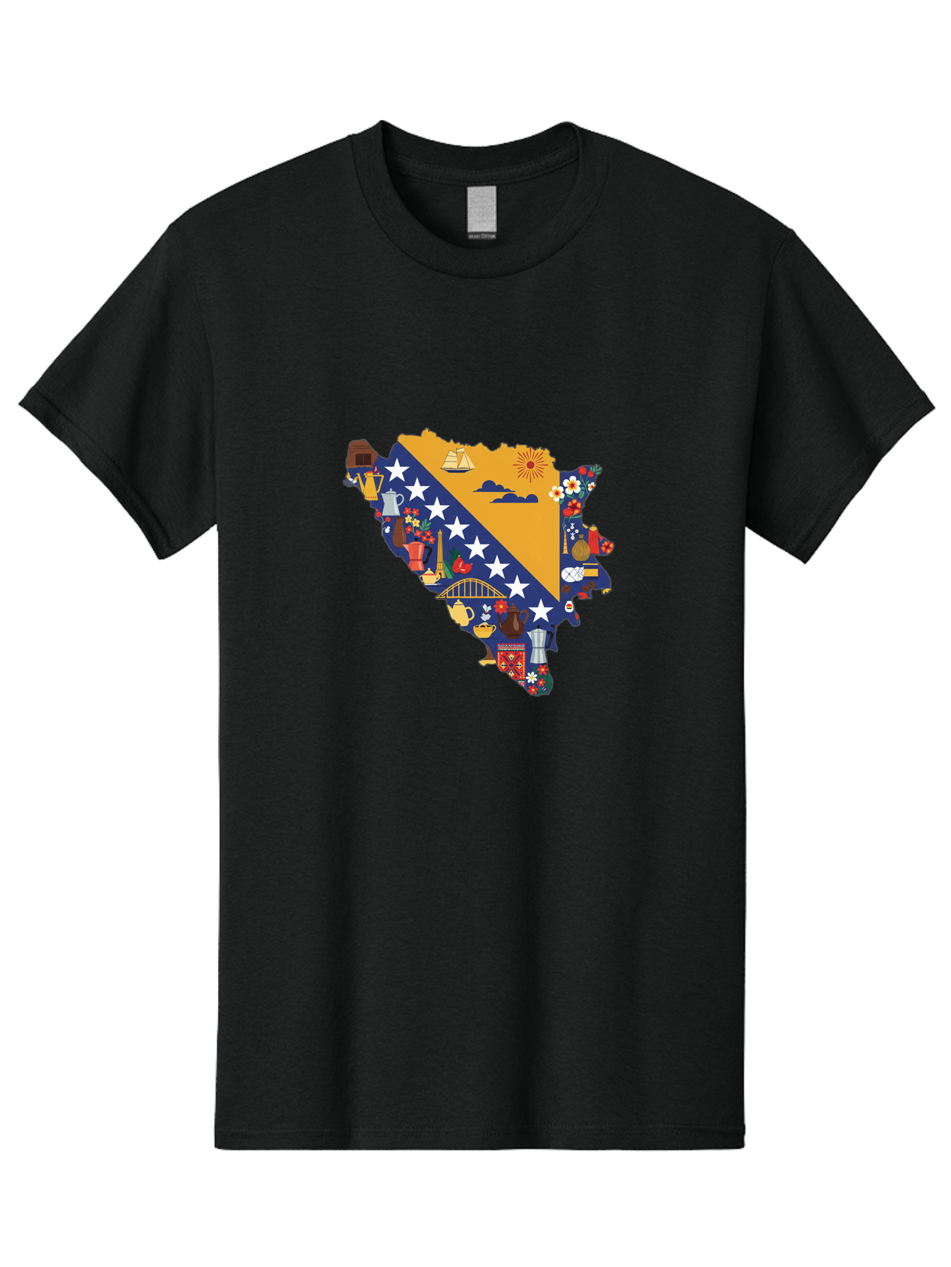 Bosnia-And-Herzegovina-Symbols Men'S Graphic Tee, 100% Cotton, Comfortable Casual Summer Wear, Machine Washable, Vintage Camera, Old Camera, Antique Camera, Black Camera, Classic Photography, Photography Equipment, Nostalgic Device, Bal855