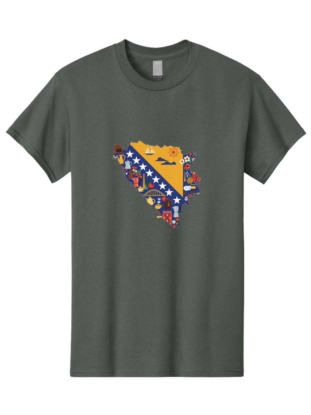 Bosnia-And-Herzegovina-Symbols Men'S Graphic Tee, 100% Cotton, Comfortable Casual Summer Wear, Machine Washable, Vintage Camera, Old Camera, Antique Camera, Black Camera, Classic Photography, Photography Equipment, Nostalgic Device, Bal855