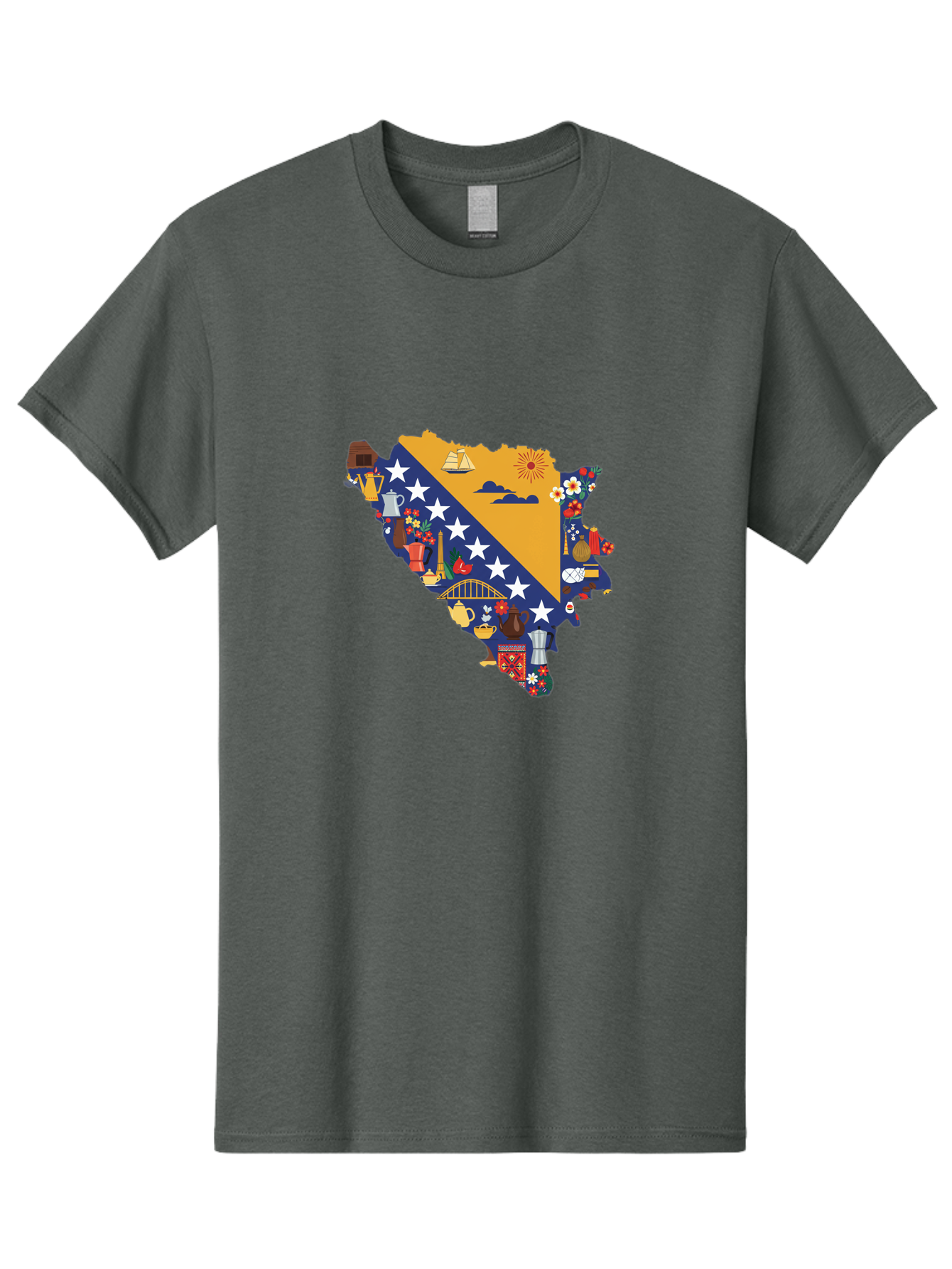 Bosnia-And-Herzegovina-Symbols Men'S Graphic Tee, 100% Cotton, Comfortable Casual Summer Wear, Machine Washable, Vintage Camera, Old Camera, Antique Camera, Black Camera, Classic Photography, Photography Equipment, Nostalgic Device, Bal855