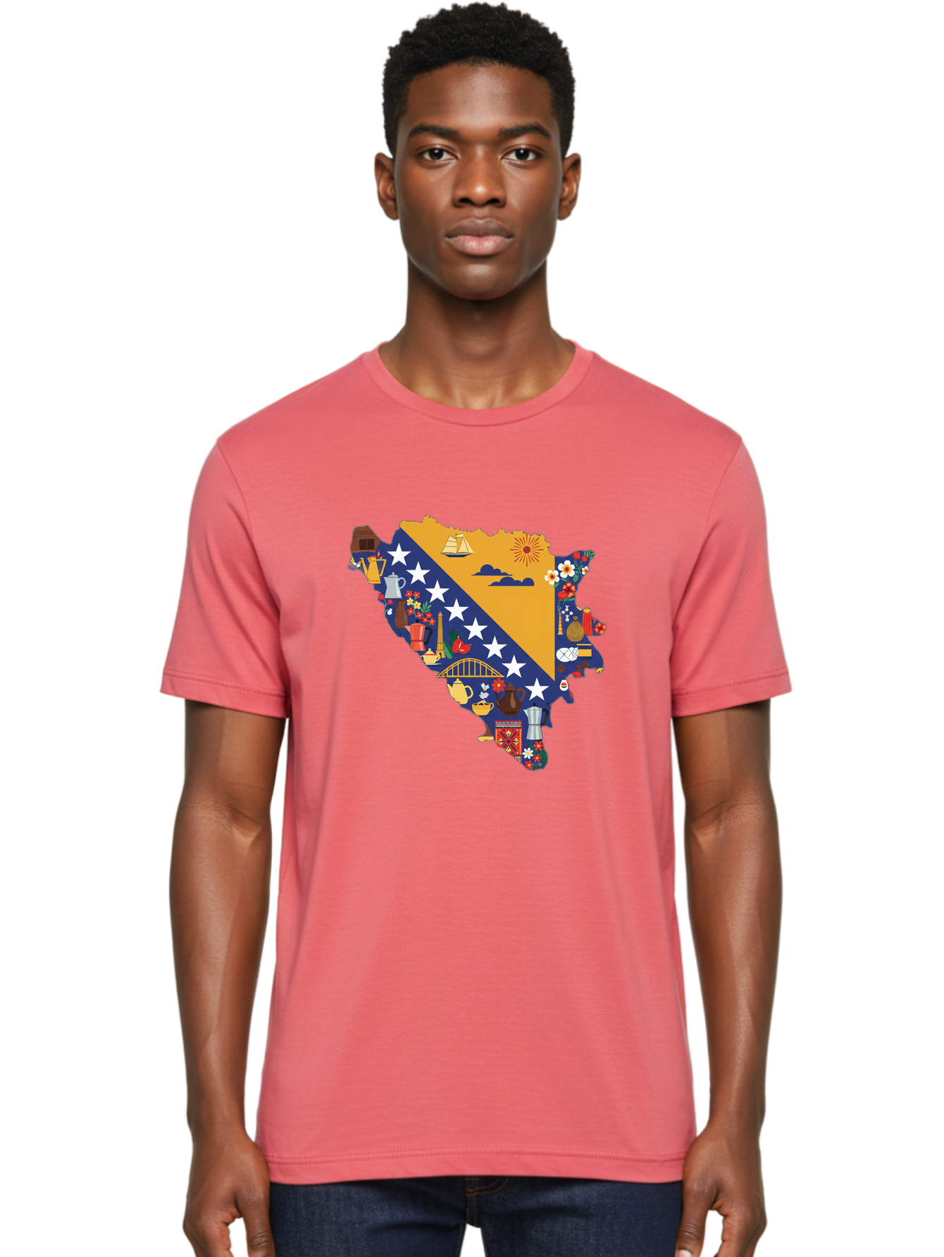 Bosnia-And-Herzegovina-Symbols Men'S Graphic Tee, 100% Cotton, Comfortable Casual Summer Wear, Machine Washable, Vintage Camera, Old Camera, Antique Camera, Black Camera, Classic Photography, Photography Equipment, Nostalgic Device, Bal855