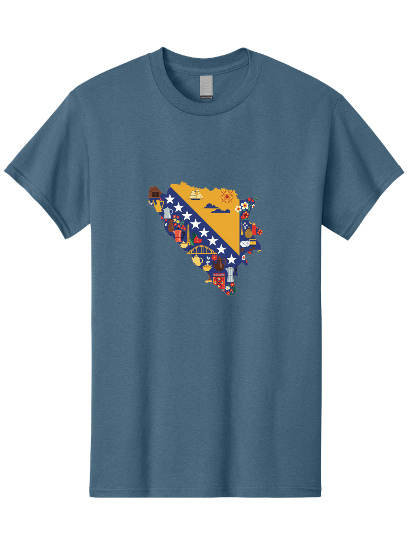 Bosnia-And-Herzegovina-Symbols Men'S Graphic Tee, 100% Cotton, Comfortable Casual Summer Wear, Machine Washable, Vintage Camera, Old Camera, Antique Camera, Black Camera, Classic Photography, Photography Equipment, Nostalgic Device, Bal855