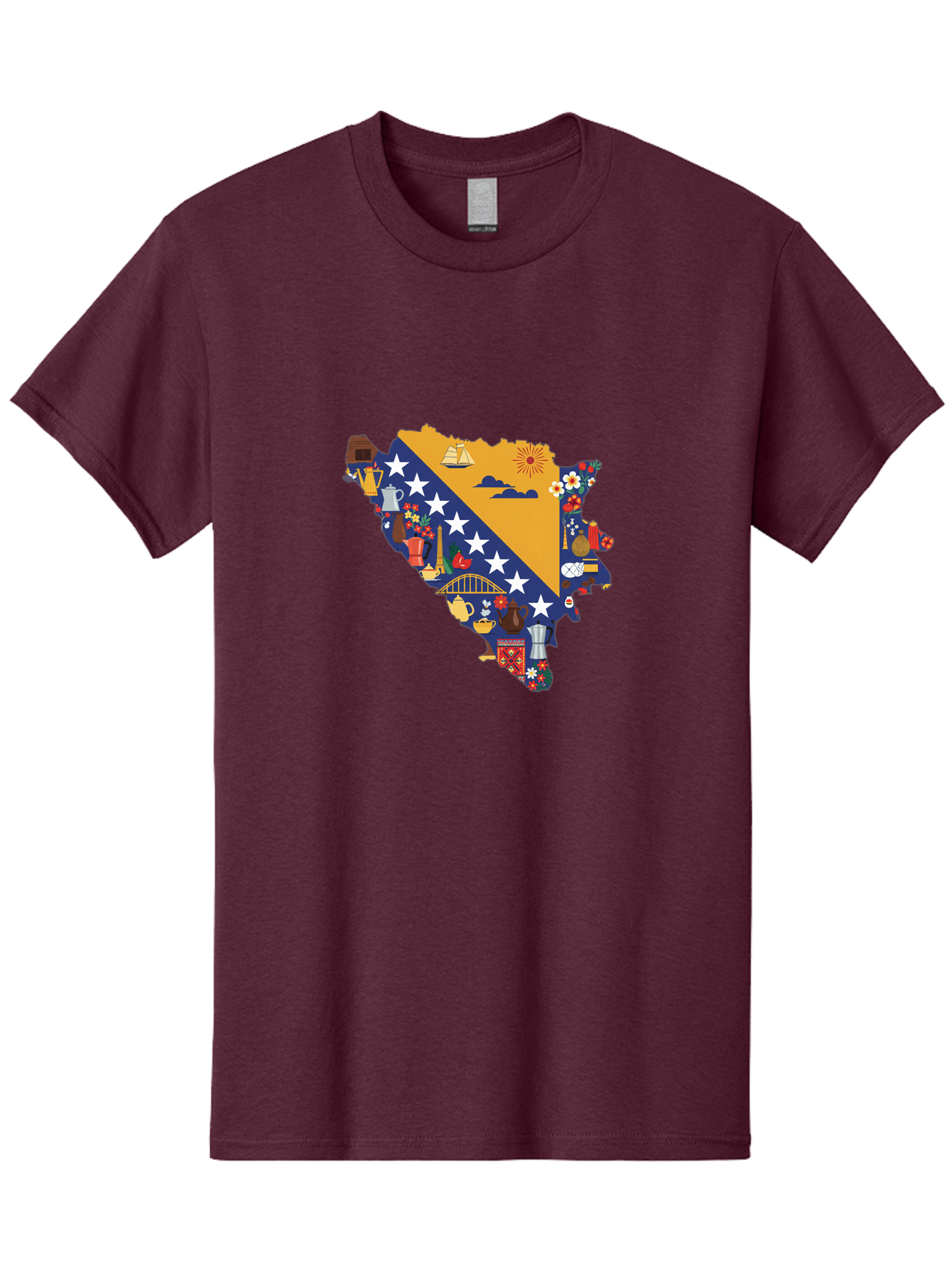 Bosnia-And-Herzegovina-Symbols Men'S Graphic Tee, 100% Cotton, Comfortable Casual Summer Wear, Machine Washable, Vintage Camera, Old Camera, Antique Camera, Black Camera, Classic Photography, Photography Equipment, Nostalgic Device, Bal855