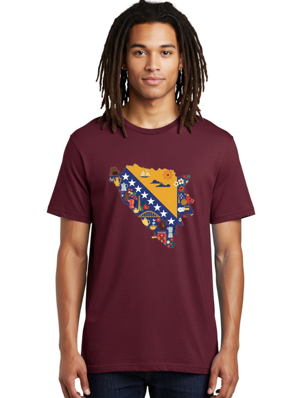 Bosnia-And-Herzegovina-Symbols Men'S Graphic Tee, 100% Cotton, Comfortable Casual Summer Wear, Machine Washable, Vintage Camera, Old Camera, Antique Camera, Black Camera, Classic Photography, Photography Equipment, Nostalgic Device, Bal855