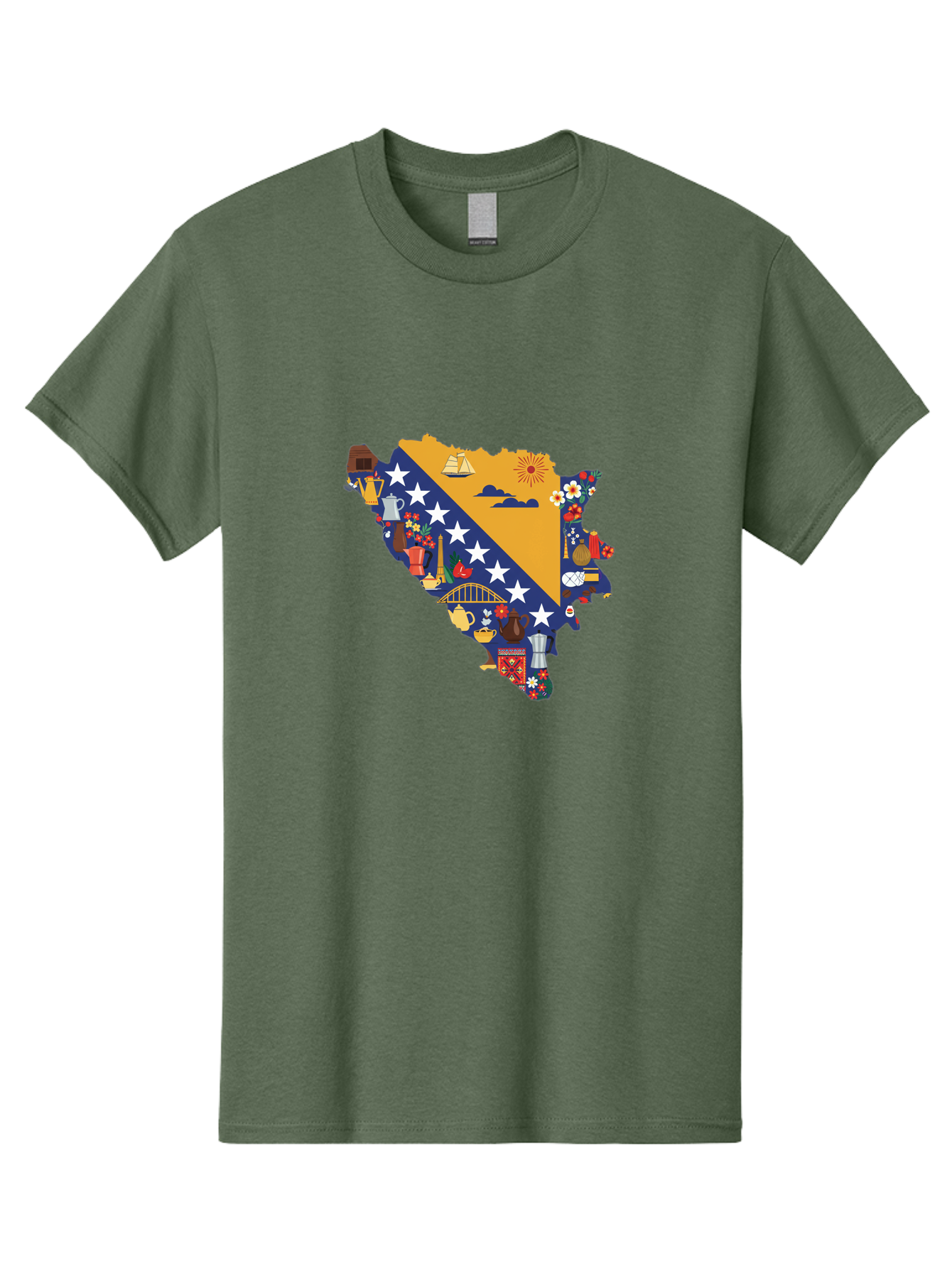 Bosnia-And-Herzegovina-Symbols Men'S Graphic Tee, 100% Cotton, Comfortable Casual Summer Wear, Machine Washable, Vintage Camera, Old Camera, Antique Camera, Black Camera, Classic Photography, Photography Equipment, Nostalgic Device, Bal855