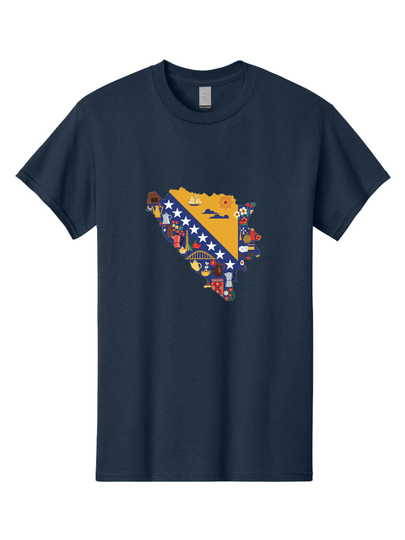 Bosnia-And-Herzegovina-Symbols Men'S Graphic Tee, 100% Cotton, Comfortable Casual Summer Wear, Machine Washable, Vintage Camera, Old Camera, Antique Camera, Black Camera, Classic Photography, Photography Equipment, Nostalgic Device, Bal855