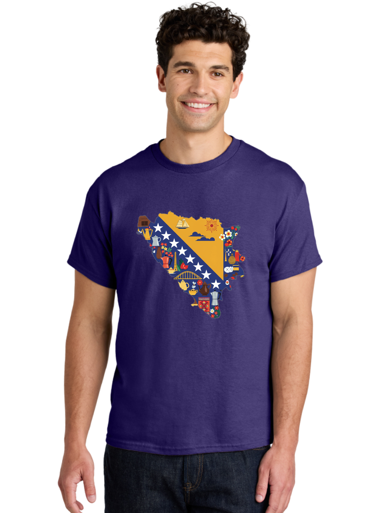 Bosnia-And-Herzegovina-Symbols Men'S Graphic Tee, 100% Cotton, Comfortable Casual Summer Wear, Machine Washable, Vintage Camera, Old Camera, Antique Camera, Black Camera, Classic Photography, Photography Equipment, Nostalgic Device, Bal855