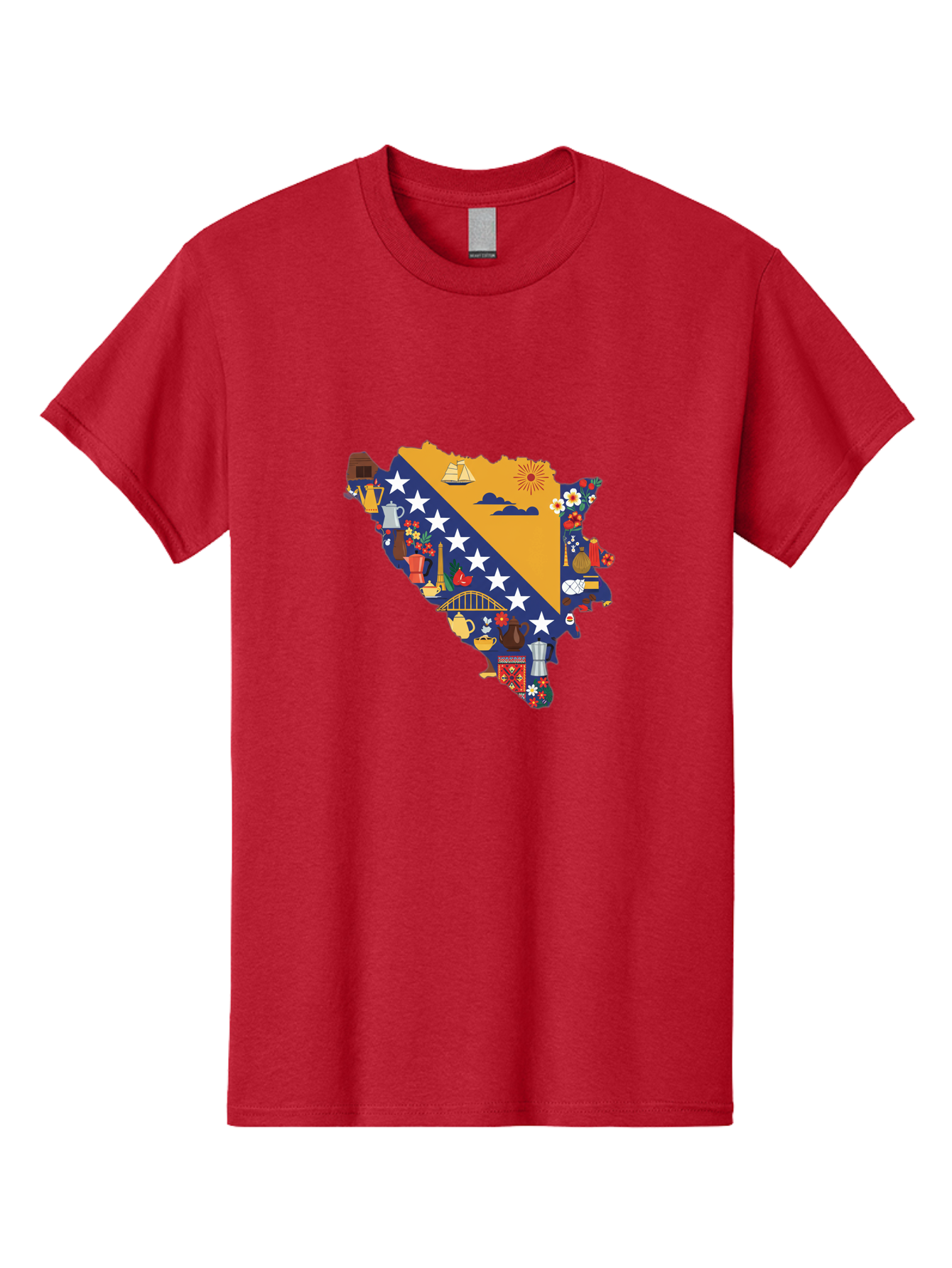 Bosnia-And-Herzegovina-Symbols Men'S Graphic Tee, 100% Cotton, Comfortable Casual Summer Wear, Machine Washable, Vintage Camera, Old Camera, Antique Camera, Black Camera, Classic Photography, Photography Equipment, Nostalgic Device, Bal855