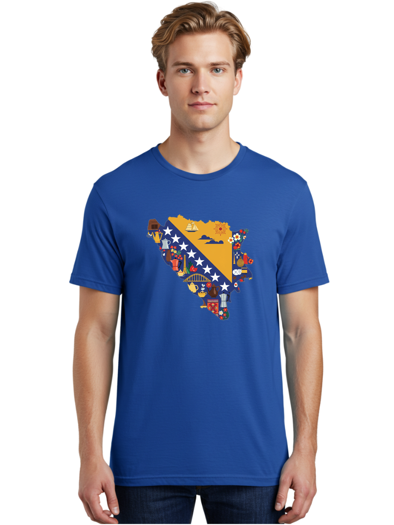 Bosnia-And-Herzegovina-Symbols Men'S Graphic Tee, 100% Cotton, Comfortable Casual Summer Wear, Machine Washable, Vintage Camera, Old Camera, Antique Camera, Black Camera, Classic Photography, Photography Equipment, Nostalgic Device, Bal855