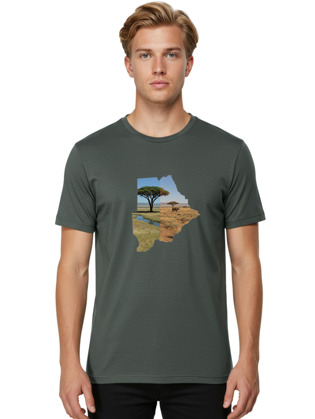 Botswana-Landscape Men'S Graphic Tee, 100% Cotton, Comfortable Casual Summer Wear, Machine Washable, Vintage Camera, Old Camera, Antique Camera, Black Camera, Classic Photography, Photography Equipment, Nostalgic Device, Film Camera, Bal856