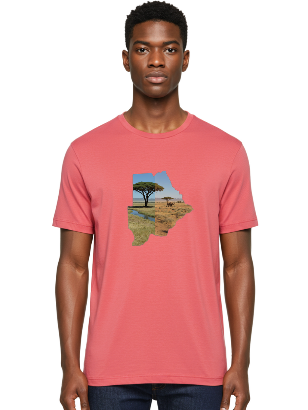Botswana-Landscape Men'S Graphic Tee, 100% Cotton, Comfortable Casual Summer Wear, Machine Washable, Vintage Camera, Old Camera, Antique Camera, Black Camera, Classic Photography, Photography Equipment, Nostalgic Device, Film Camera, Bal856
