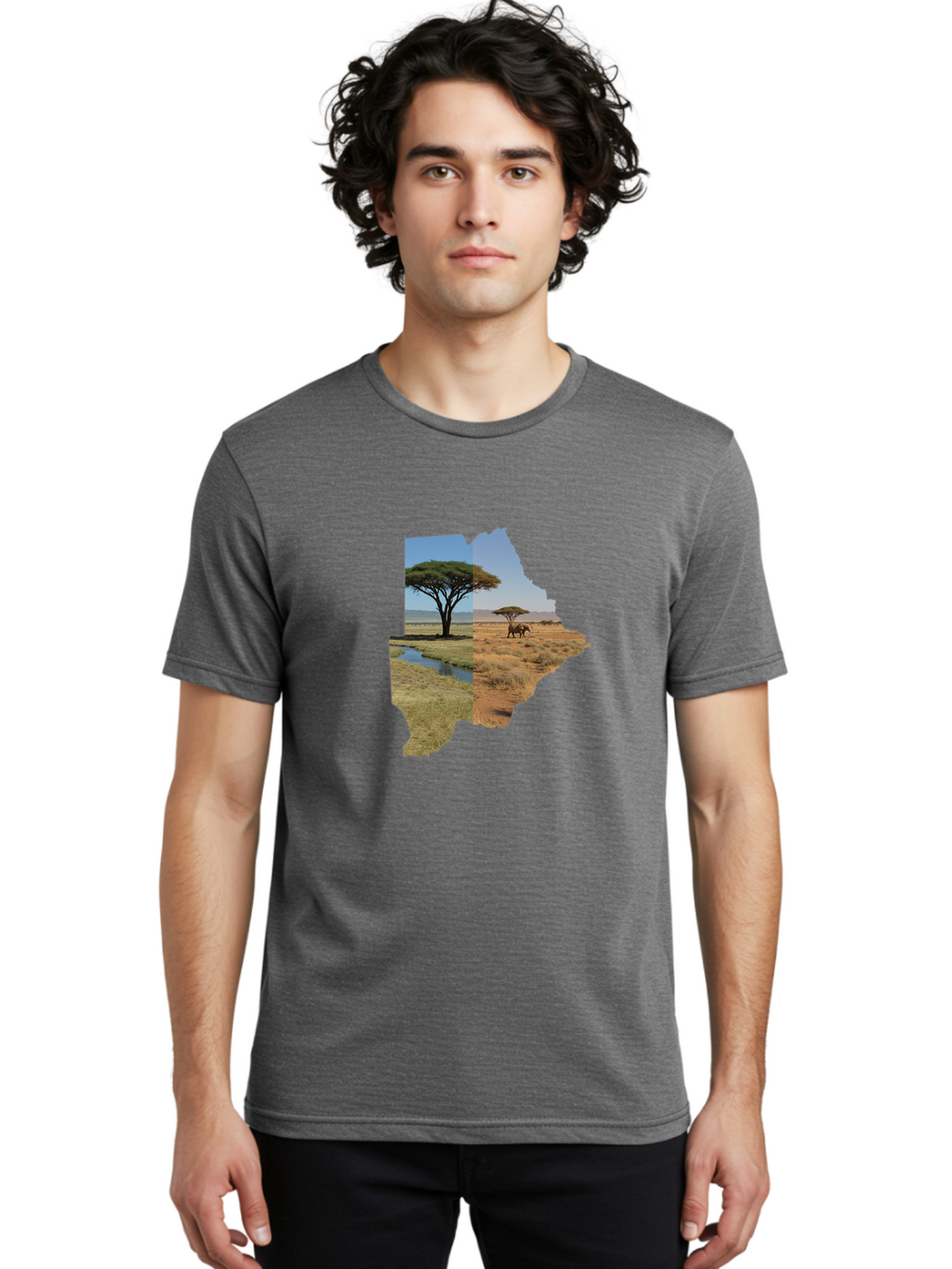 Botswana-Landscape Men'S Graphic Tee, 100% Cotton, Comfortable Casual Summer Wear, Machine Washable, Vintage Camera, Old Camera, Antique Camera, Black Camera, Classic Photography, Photography Equipment, Nostalgic Device, Film Camera, Bal856