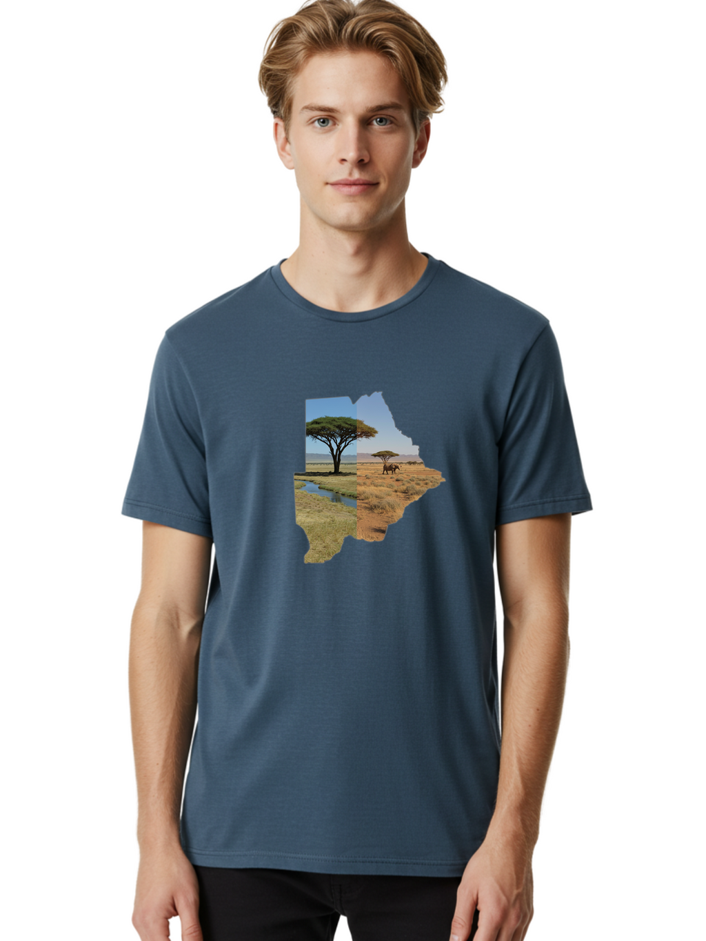 Botswana-Landscape Men'S Graphic Tee, 100% Cotton, Comfortable Casual Summer Wear, Machine Washable, Vintage Camera, Old Camera, Antique Camera, Black Camera, Classic Photography, Photography Equipment, Nostalgic Device, Film Camera, Bal856