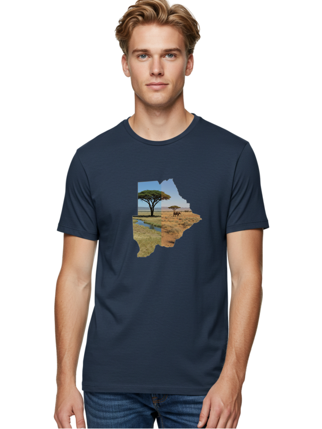 Botswana-Landscape Men'S Graphic Tee, 100% Cotton, Comfortable Casual Summer Wear, Machine Washable, Vintage Camera, Old Camera, Antique Camera, Black Camera, Classic Photography, Photography Equipment, Nostalgic Device, Film Camera, Bal856