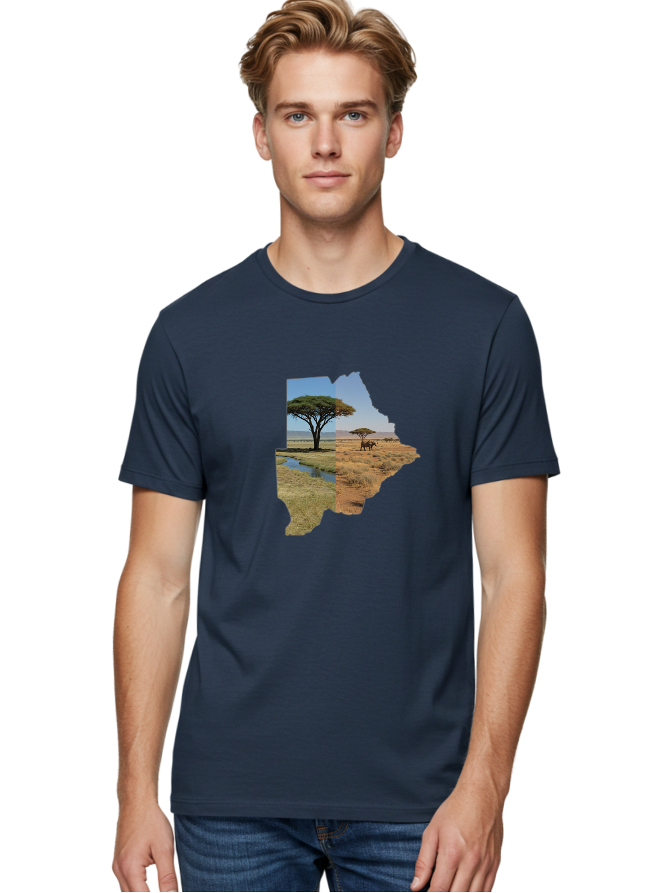 Botswana-Landscape Men'S Graphic Tee, 100% Cotton, Comfortable Casual Summer Wear, Machine Washable, Vintage Camera, Old Camera, Antique Camera, Black Camera, Classic Photography, Photography Equipment, Nostalgic Device, Film Camera, Bal856