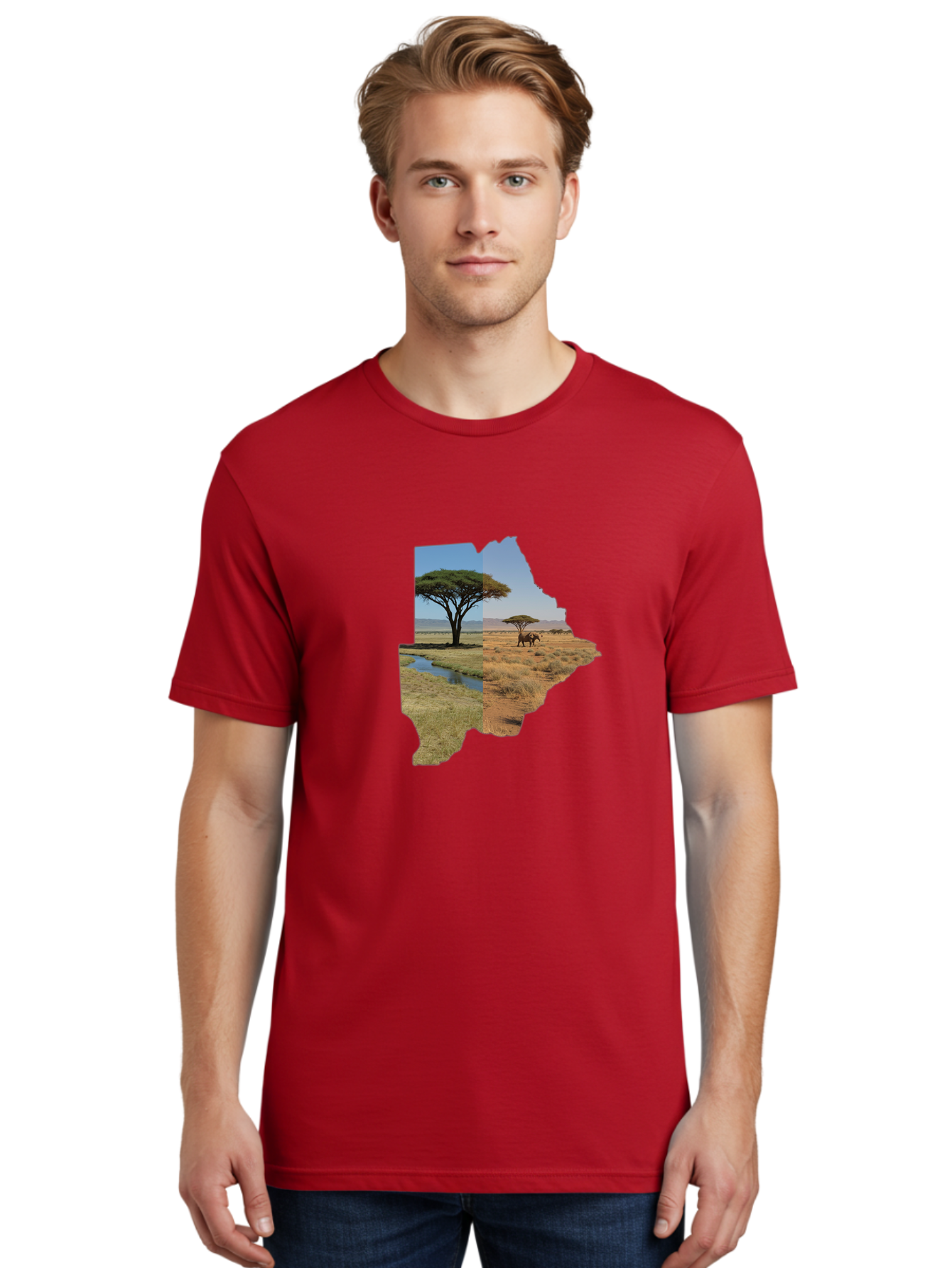 Botswana-Landscape Men'S Graphic Tee, 100% Cotton, Comfortable Casual Summer Wear, Machine Washable, Vintage Camera, Old Camera, Antique Camera, Black Camera, Classic Photography, Photography Equipment, Nostalgic Device, Film Camera, Bal856