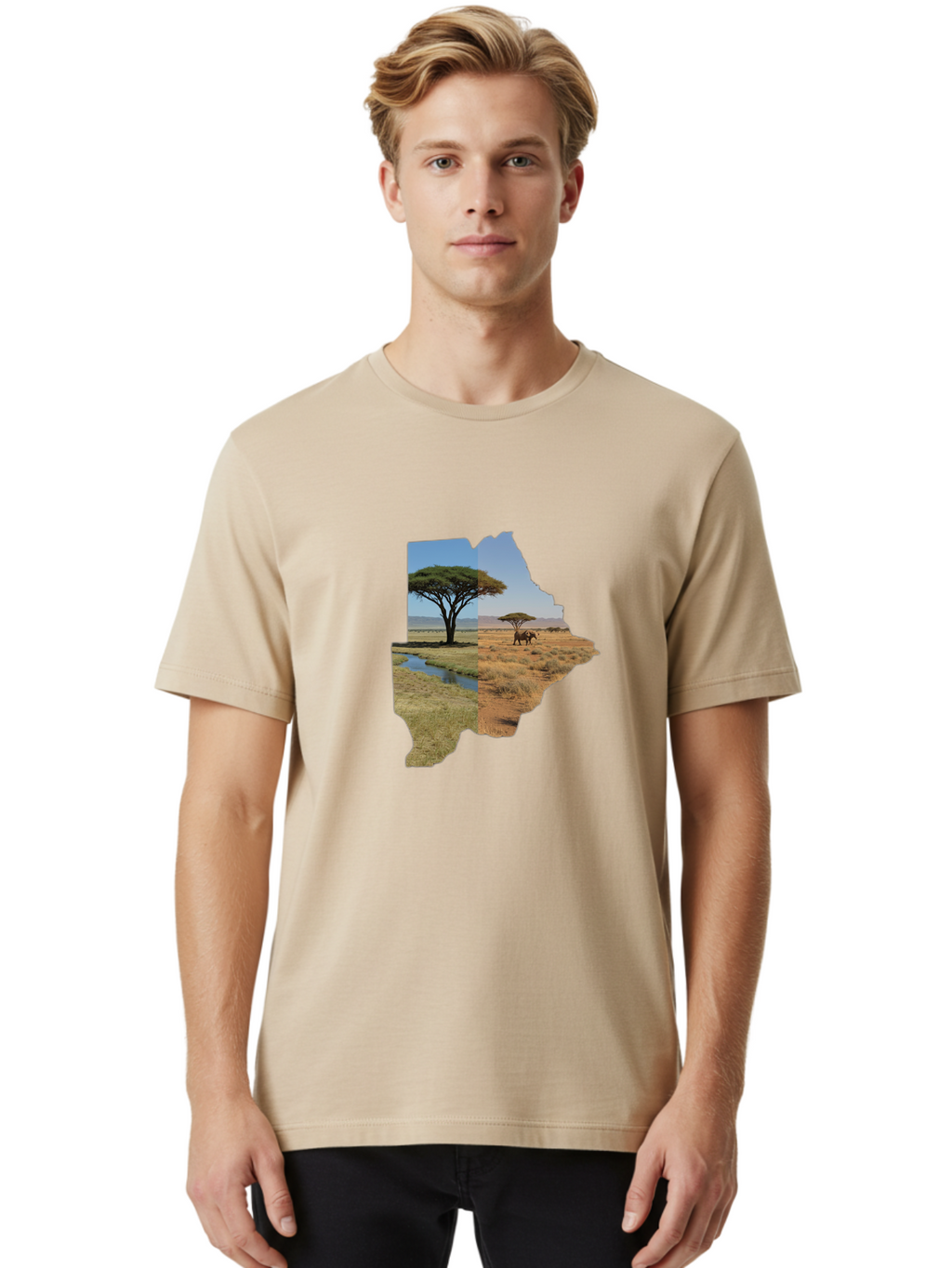 Botswana-Landscape Men'S Graphic Tee, 100% Cotton, Comfortable Casual Summer Wear, Machine Washable, Vintage Camera, Old Camera, Antique Camera, Black Camera, Classic Photography, Photography Equipment, Nostalgic Device, Film Camera, Bal856