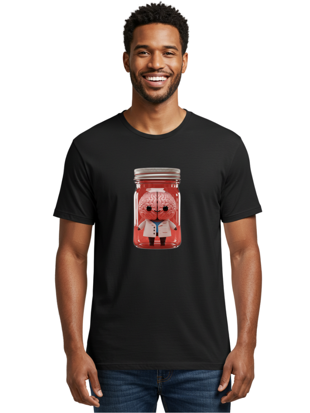 Brain-Character-In-Jar Men'S Graphic Tee, 100% Cotton, Comfortable Casual Summer Wear, Machine Washable, Vintage Camera, Old Camera, Antique Camera, Black Camera, Classic Photography, Photography Equipment, Nostalgic Device, Film Camera, Bal862
