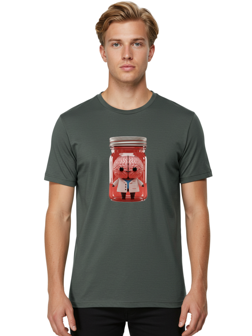 Brain-Character-In-Jar Men'S Graphic Tee, 100% Cotton, Comfortable Casual Summer Wear, Machine Washable, Vintage Camera, Old Camera, Antique Camera, Black Camera, Classic Photography, Photography Equipment, Nostalgic Device, Film Camera, Bal862