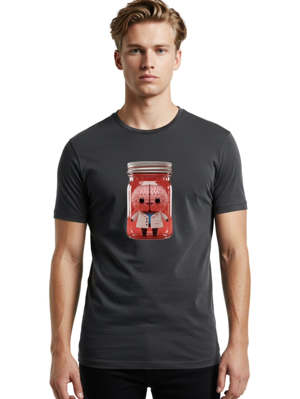 Brain-Character-In-Jar Men'S Graphic Tee, 100% Cotton, Comfortable Casual Summer Wear, Machine Washable, Vintage Camera, Old Camera, Antique Camera, Black Camera, Classic Photography, Photography Equipment, Nostalgic Device, Film Camera, Bal862