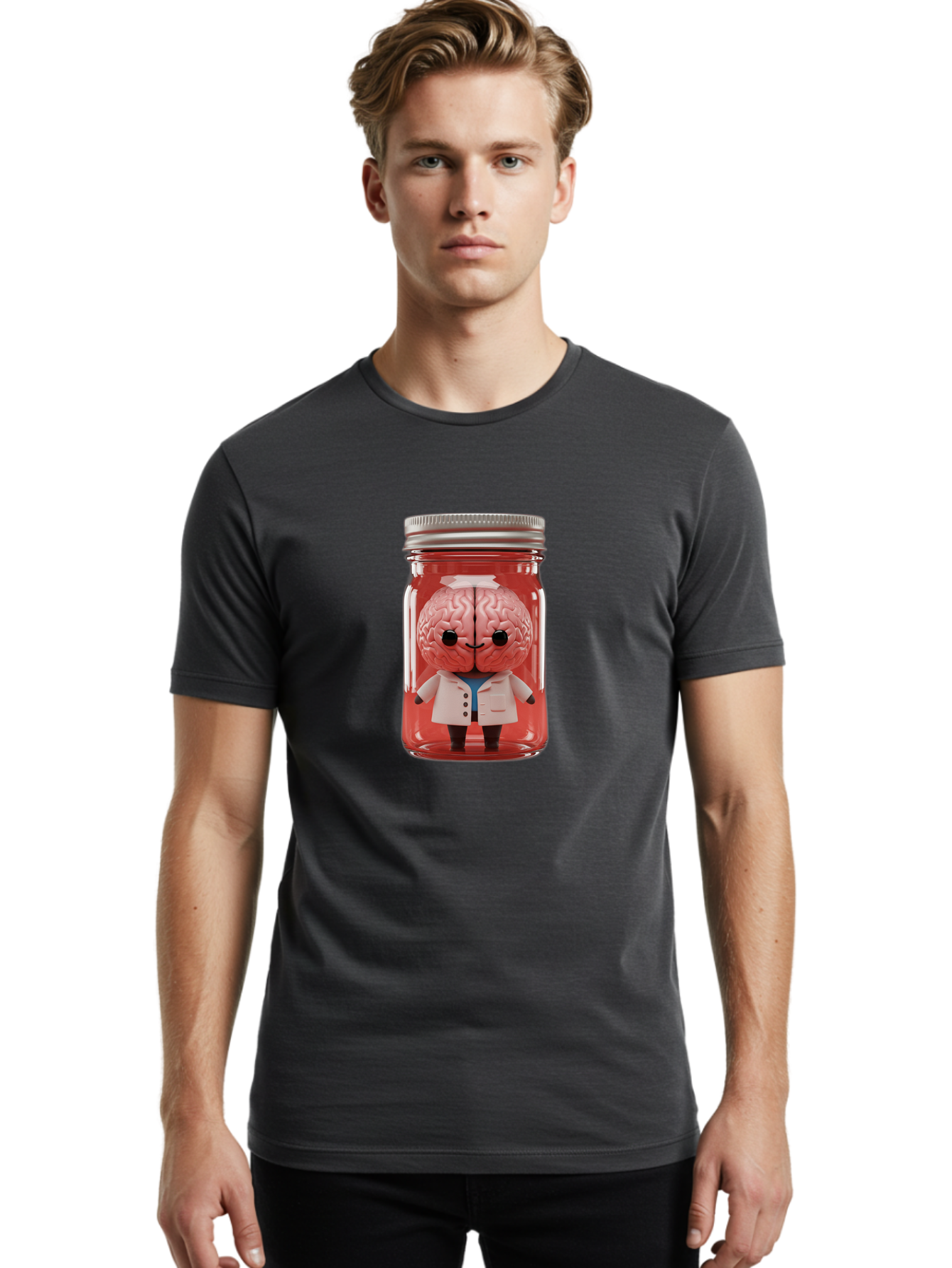 Brain-Character-In-Jar Men'S Graphic Tee, 100% Cotton, Comfortable Casual Summer Wear, Machine Washable, Vintage Camera, Old Camera, Antique Camera, Black Camera, Classic Photography, Photography Equipment, Nostalgic Device, Film Camera, Bal862