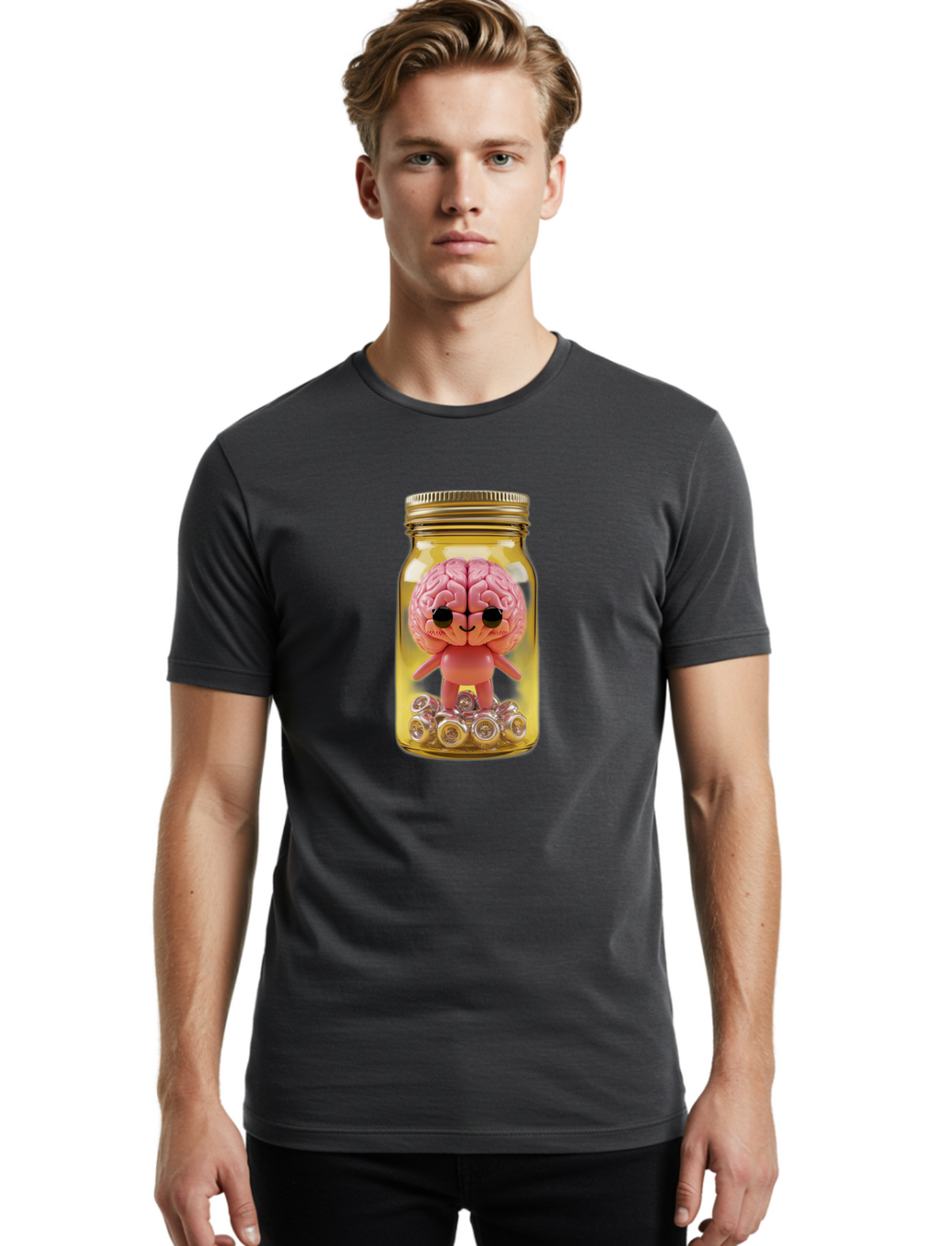 Brain-Figurine-In-Jar Men'S Graphic Tee, 100% Cotton, Comfortable Casual Summer Wear, Machine Washable, Vintage Camera, Old Camera, Antique Camera, Black Camera, Classic Photography, Photography Equipment, Nostalgic Device, Film Camera, Bal864