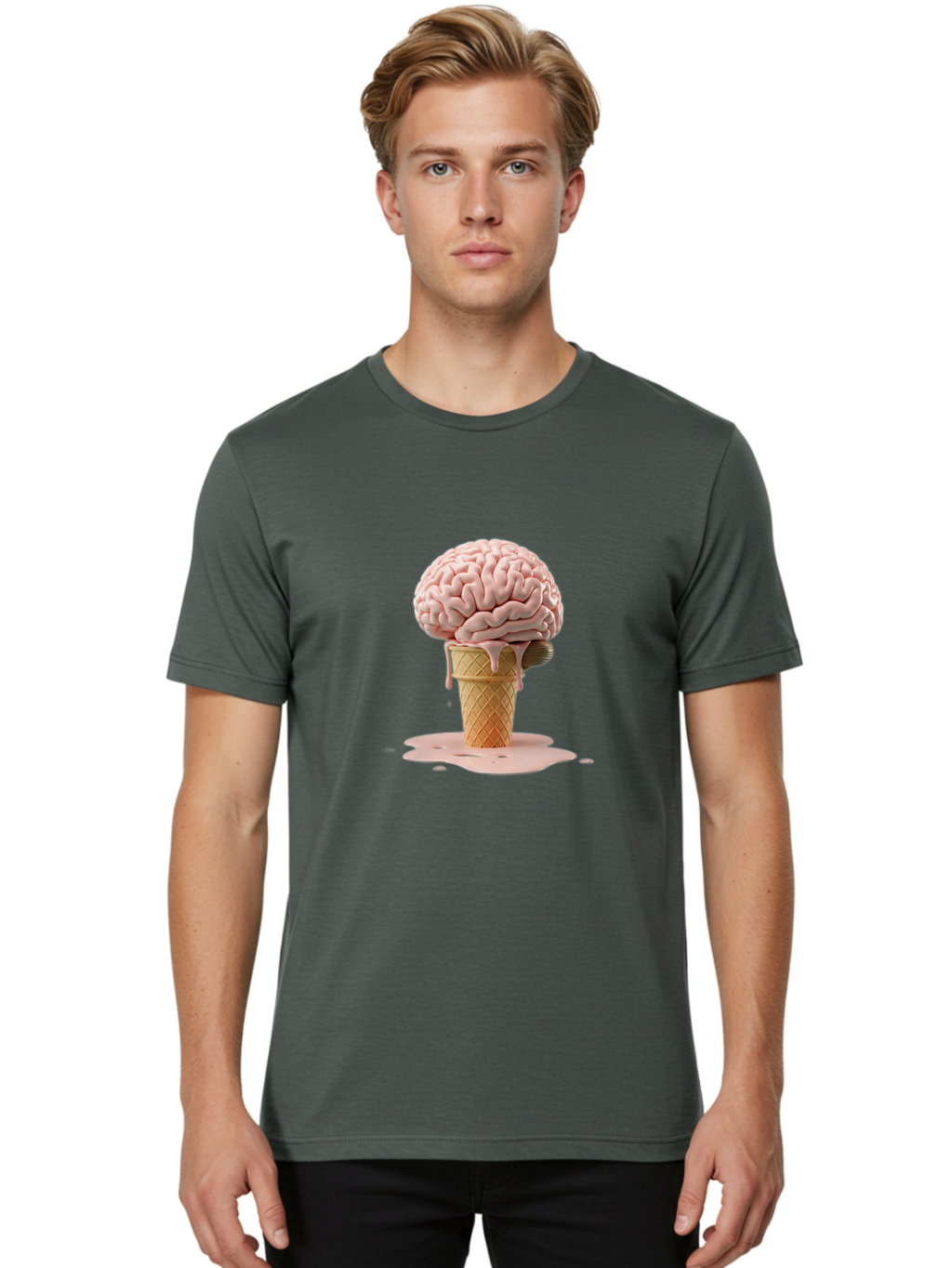 Brain-Ice-Cream-1 Men'S Graphic Tee, 100% Cotton, Comfortable Casual Summer Wear, Machine Washable, Vintage Camera, Old Camera, Antique Camera, Black Camera, Classic Photography, Photography Equipment, Nostalgic Device, Film Camera, Camera Art Bal865