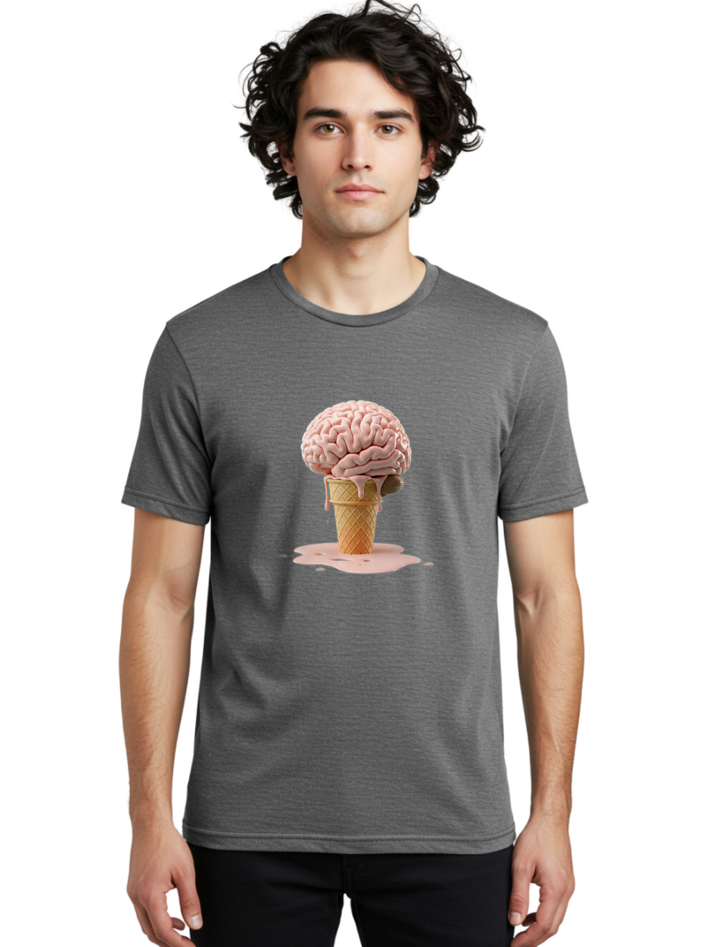 Brain-Ice-Cream-1 Men'S Graphic Tee, 100% Cotton, Comfortable Casual Summer Wear, Machine Washable, Vintage Camera, Old Camera, Antique Camera, Black Camera, Classic Photography, Photography Equipment, Nostalgic Device, Film Camera, Camera Art Bal865