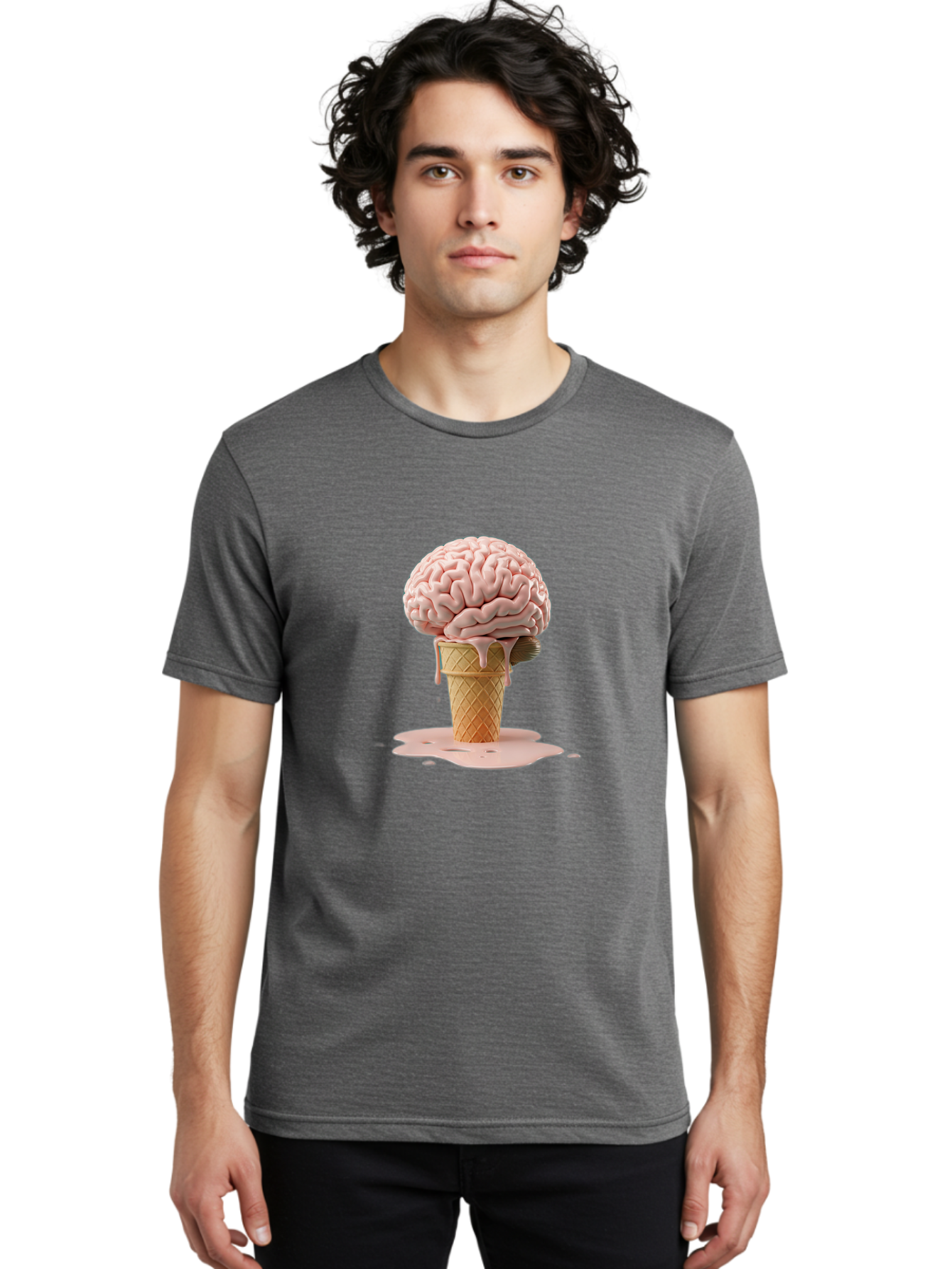 Brain-Ice-Cream-1 Men'S Graphic Tee, 100% Cotton, Comfortable Casual Summer Wear, Machine Washable, Vintage Camera, Old Camera, Antique Camera, Black Camera, Classic Photography, Photography Equipment, Nostalgic Device, Film Camera, Camera Art Bal865