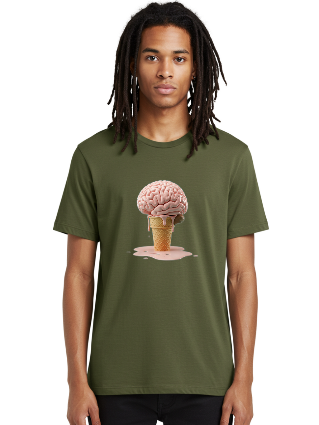 Brain-Ice-Cream-1 Men'S Graphic Tee, 100% Cotton, Comfortable Casual Summer Wear, Machine Washable, Vintage Camera, Old Camera, Antique Camera, Black Camera, Classic Photography, Photography Equipment, Nostalgic Device, Film Camera, Camera Art Bal865