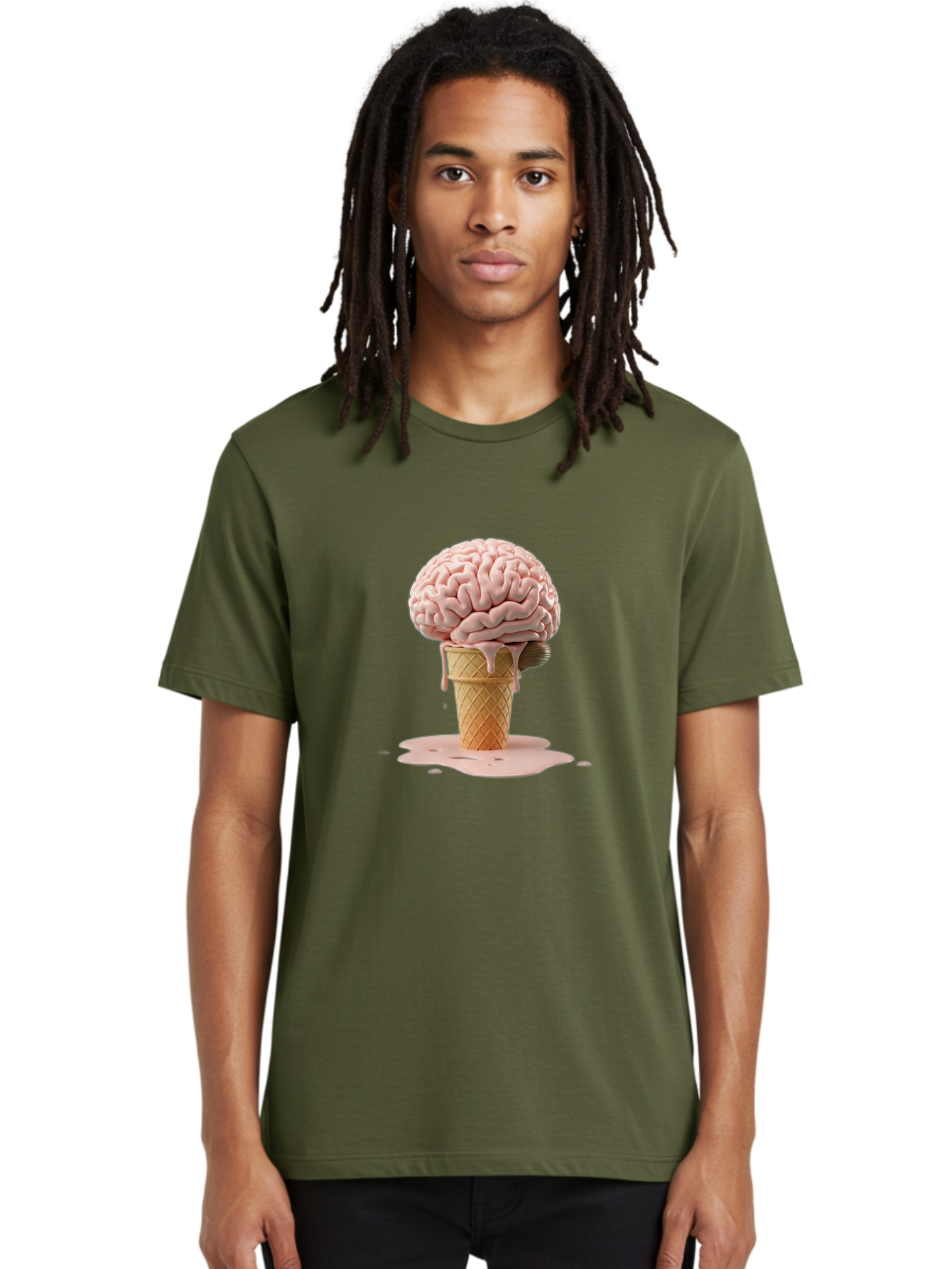 Brain-Ice-Cream-1 Men'S Graphic Tee, 100% Cotton, Comfortable Casual Summer Wear, Machine Washable, Vintage Camera, Old Camera, Antique Camera, Black Camera, Classic Photography, Photography Equipment, Nostalgic Device, Film Camera, Camera Art Bal865