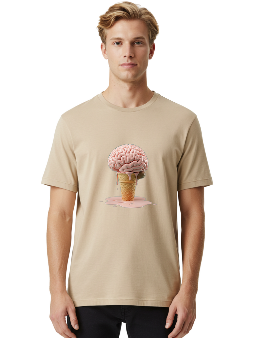 Brain-Ice-Cream-1 Men'S Graphic Tee, 100% Cotton, Comfortable Casual Summer Wear, Machine Washable, Vintage Camera, Old Camera, Antique Camera, Black Camera, Classic Photography, Photography Equipment, Nostalgic Device, Film Camera, Camera Art Bal865