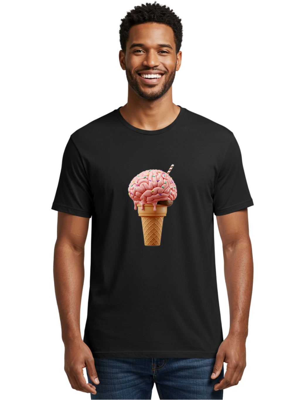 Brain-Ice-Cream Men'S Graphic Tee, 100% Cotton, Comfortable Casual Summer Wear, Machine Washable, Vintage Camera, Old Camera, Antique Camera, Black Camera, Classic Photography, Photography Equipment, Nostalgic Device, Film Camera, Camera Art Bal866