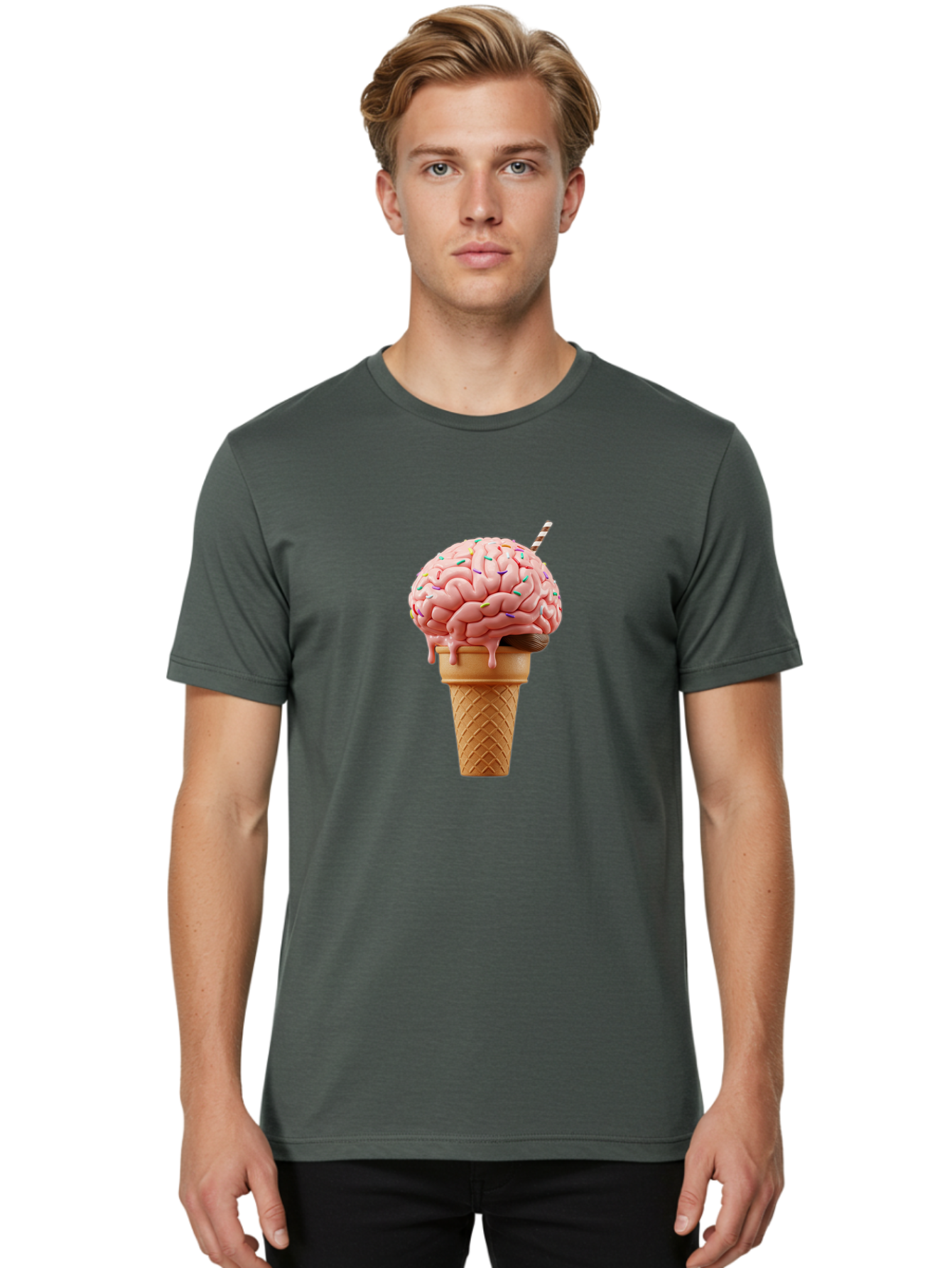 Brain-Ice-Cream Men'S Graphic Tee, 100% Cotton, Comfortable Casual Summer Wear, Machine Washable, Vintage Camera, Old Camera, Antique Camera, Black Camera, Classic Photography, Photography Equipment, Nostalgic Device, Film Camera, Camera Art Bal866