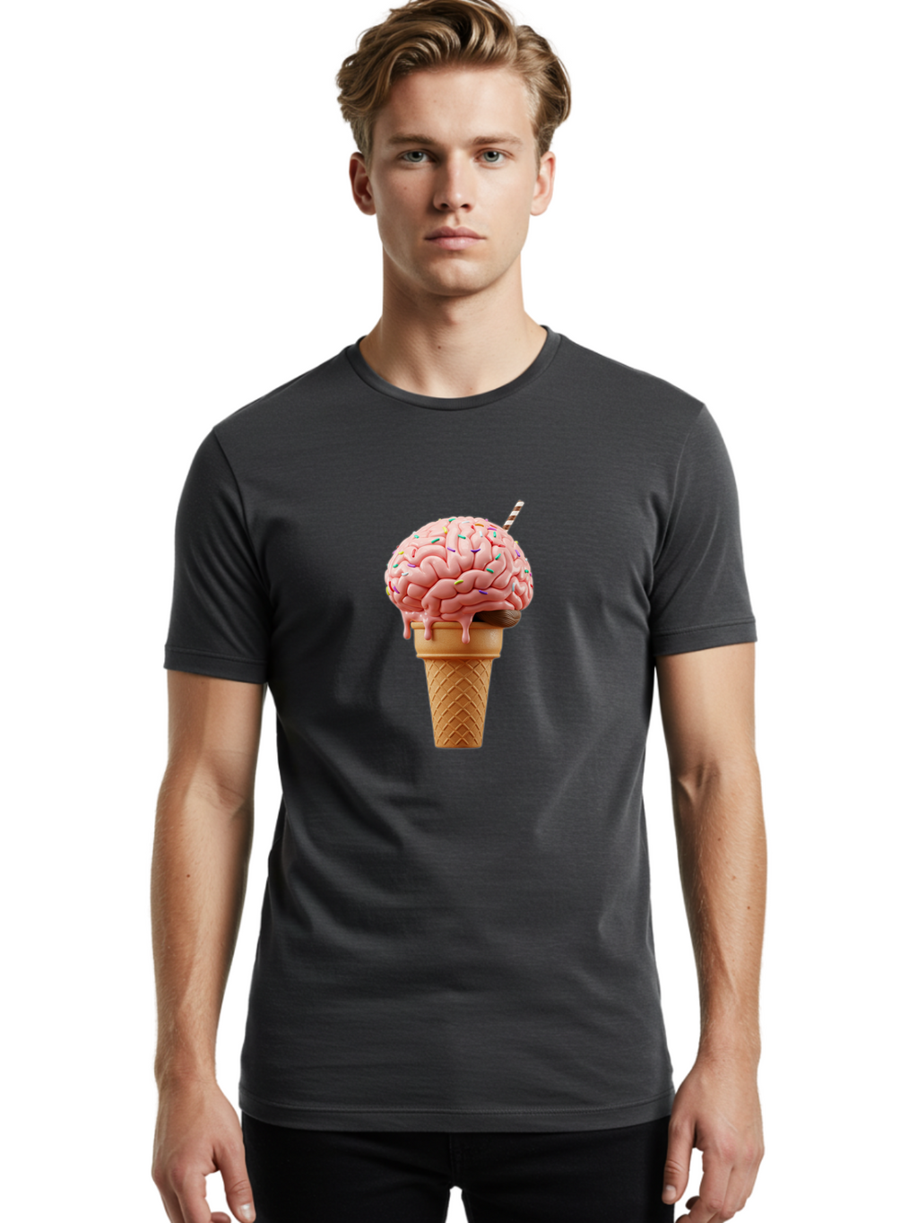 Brain-Ice-Cream Men'S Graphic Tee, 100% Cotton, Comfortable Casual Summer Wear, Machine Washable, Vintage Camera, Old Camera, Antique Camera, Black Camera, Classic Photography, Photography Equipment, Nostalgic Device, Film Camera, Camera Art Bal866