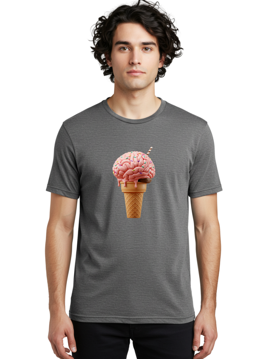 Brain-Ice-Cream Men'S Graphic Tee, 100% Cotton, Comfortable Casual Summer Wear, Machine Washable, Vintage Camera, Old Camera, Antique Camera, Black Camera, Classic Photography, Photography Equipment, Nostalgic Device, Film Camera, Camera Art Bal866