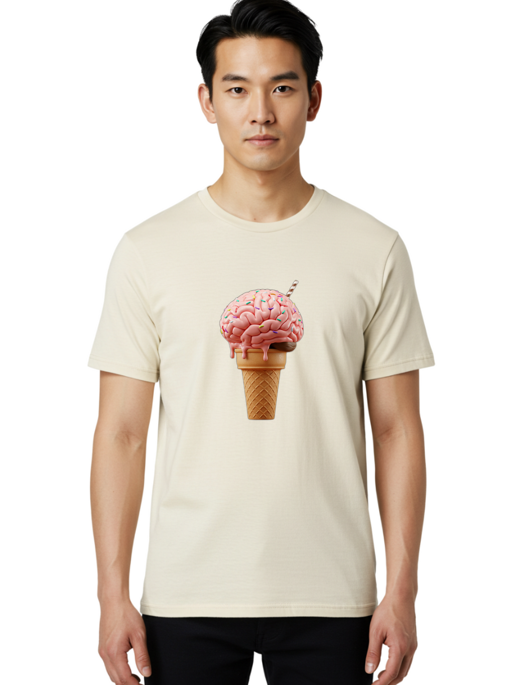 Brain-Ice-Cream Men'S Graphic Tee, 100% Cotton, Comfortable Casual Summer Wear, Machine Washable, Vintage Camera, Old Camera, Antique Camera, Black Camera, Classic Photography, Photography Equipment, Nostalgic Device, Film Camera, Camera Art Bal866
