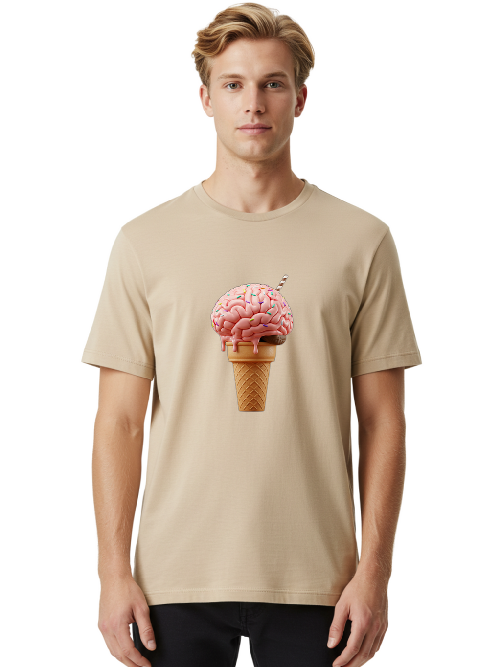 Brain-Ice-Cream Men'S Graphic Tee, 100% Cotton, Comfortable Casual Summer Wear, Machine Washable, Vintage Camera, Old Camera, Antique Camera, Black Camera, Classic Photography, Photography Equipment, Nostalgic Device, Film Camera, Camera Art Bal866