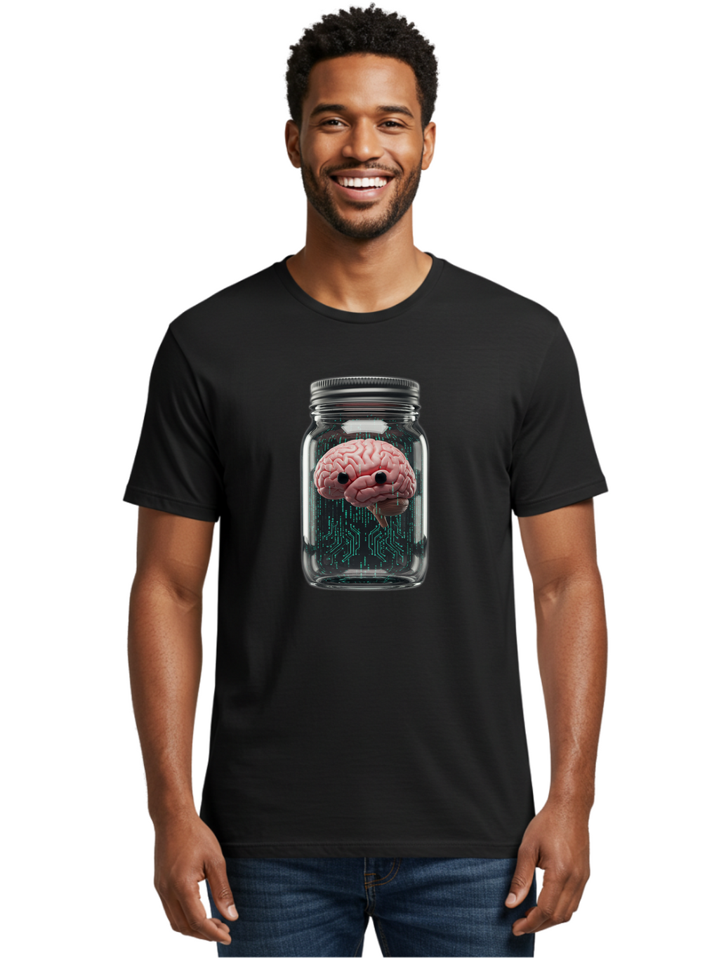 Brain-In-Jar-1 Men'S Graphic Tee, 100% Cotton, Comfortable Casual Summer Wear, Machine Washable, Vintage Camera, Old Camera, Antique Camera, Black Camera, Classic Photography, Photography Equipment, Nostalgic Device, Film Camera, Camera Art Bal872