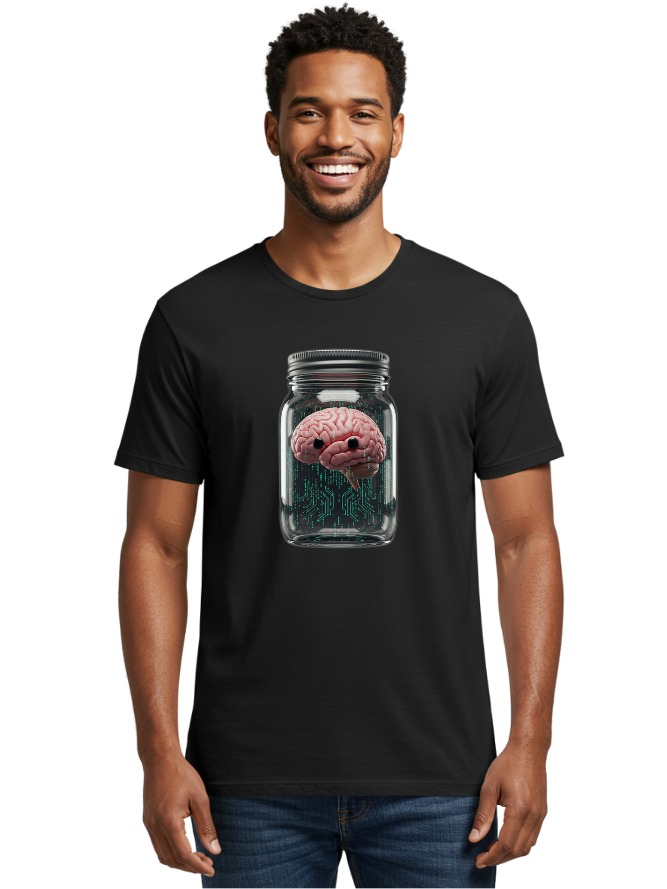 Brain-In-Jar-1 Men'S Graphic Tee, 100% Cotton, Comfortable Casual Summer Wear, Machine Washable, Vintage Camera, Old Camera, Antique Camera, Black Camera, Classic Photography, Photography Equipment, Nostalgic Device, Film Camera, Camera Art Bal872