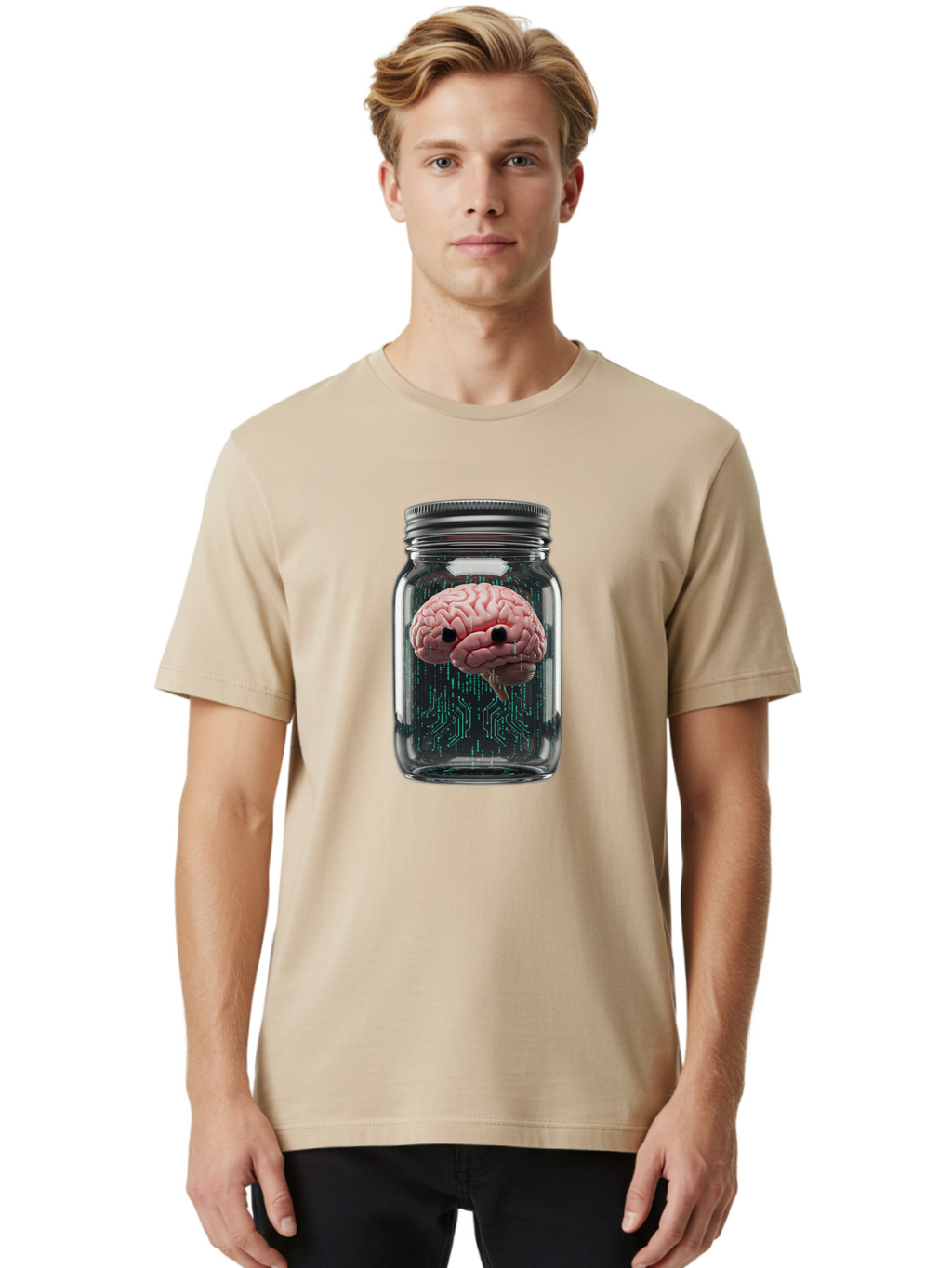 Brain-In-Jar-1 Men'S Graphic Tee, 100% Cotton, Comfortable Casual Summer Wear, Machine Washable, Vintage Camera, Old Camera, Antique Camera, Black Camera, Classic Photography, Photography Equipment, Nostalgic Device, Film Camera, Camera Art Bal872
