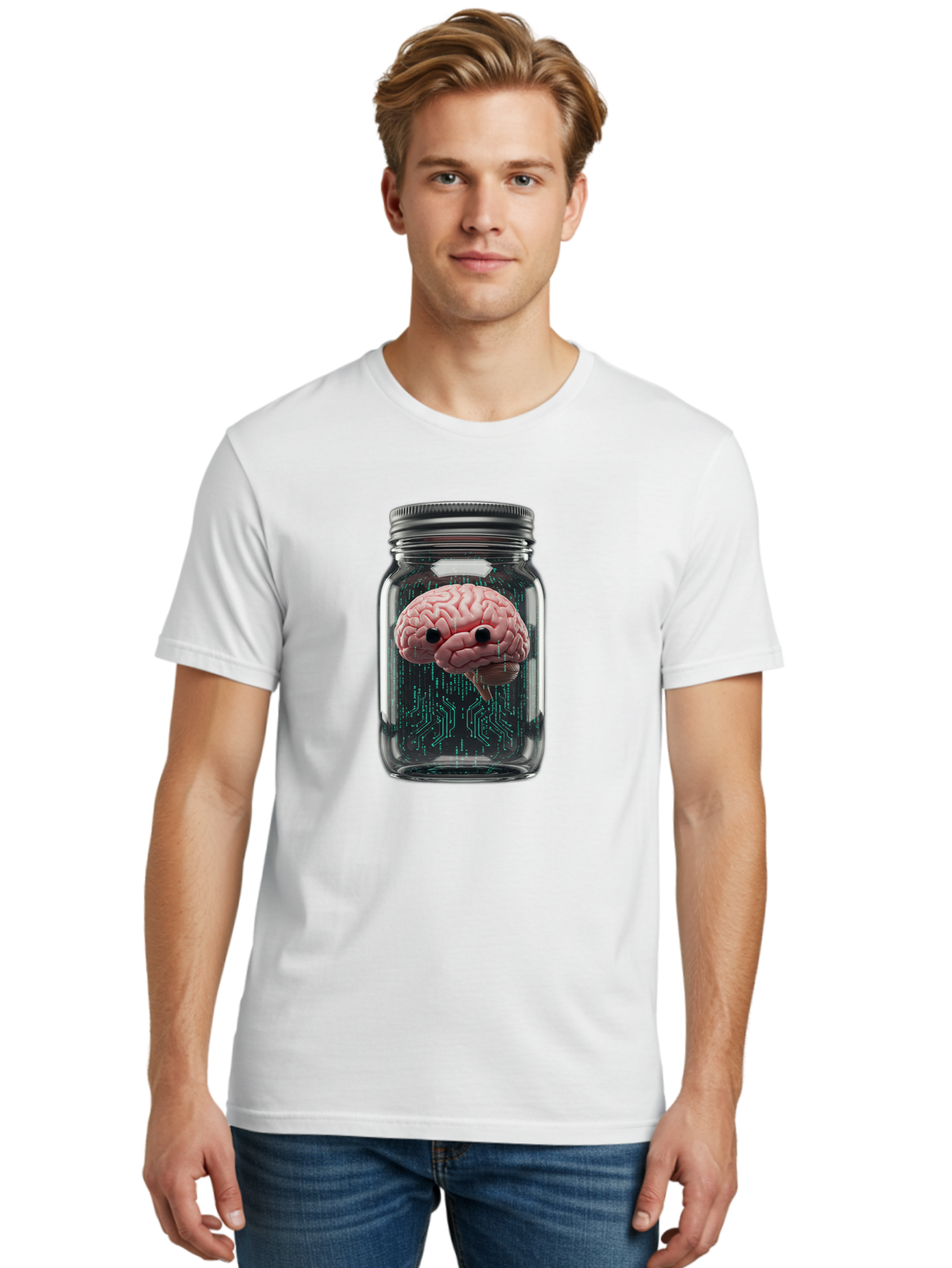 Brain-In-Jar-1 Men'S Graphic Tee, 100% Cotton, Comfortable Casual Summer Wear, Machine Washable, Vintage Camera, Old Camera, Antique Camera, Black Camera, Classic Photography, Photography Equipment, Nostalgic Device, Film Camera, Camera Art Bal872