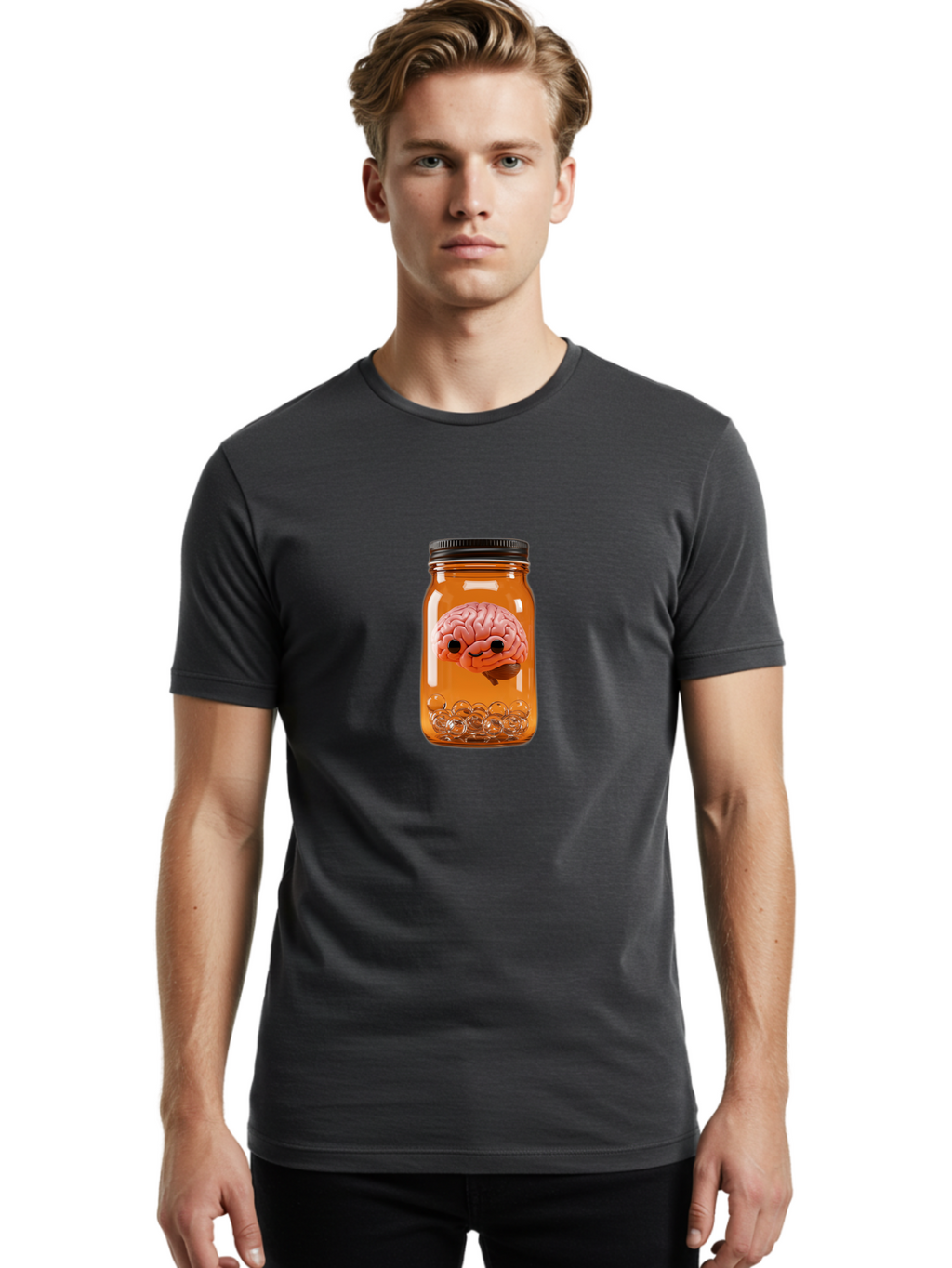 Brain-In-Jar-2 Men'S Graphic Tee, 100% Cotton, Comfortable Casual Summer Wear, Machine Washable, Vintage Camera, Old Camera, Antique Camera, Black Camera, Classic Photography, Photography Equipment, Nostalgic Device, Film Camera, Camera Art Bal873
