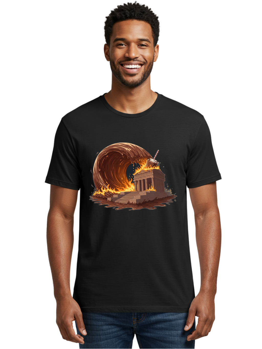 Brandenburg-Gate-On-Fire Men'S Graphic Tee, 100% Cotton, Comfortable Casual Summer Wear, Machine Washable, Vintage Camera, Old Camera, Antique Camera, Black Camera, Classic Photography, Photography Equipment, Nostalgic Device, Film Camera, Bal875