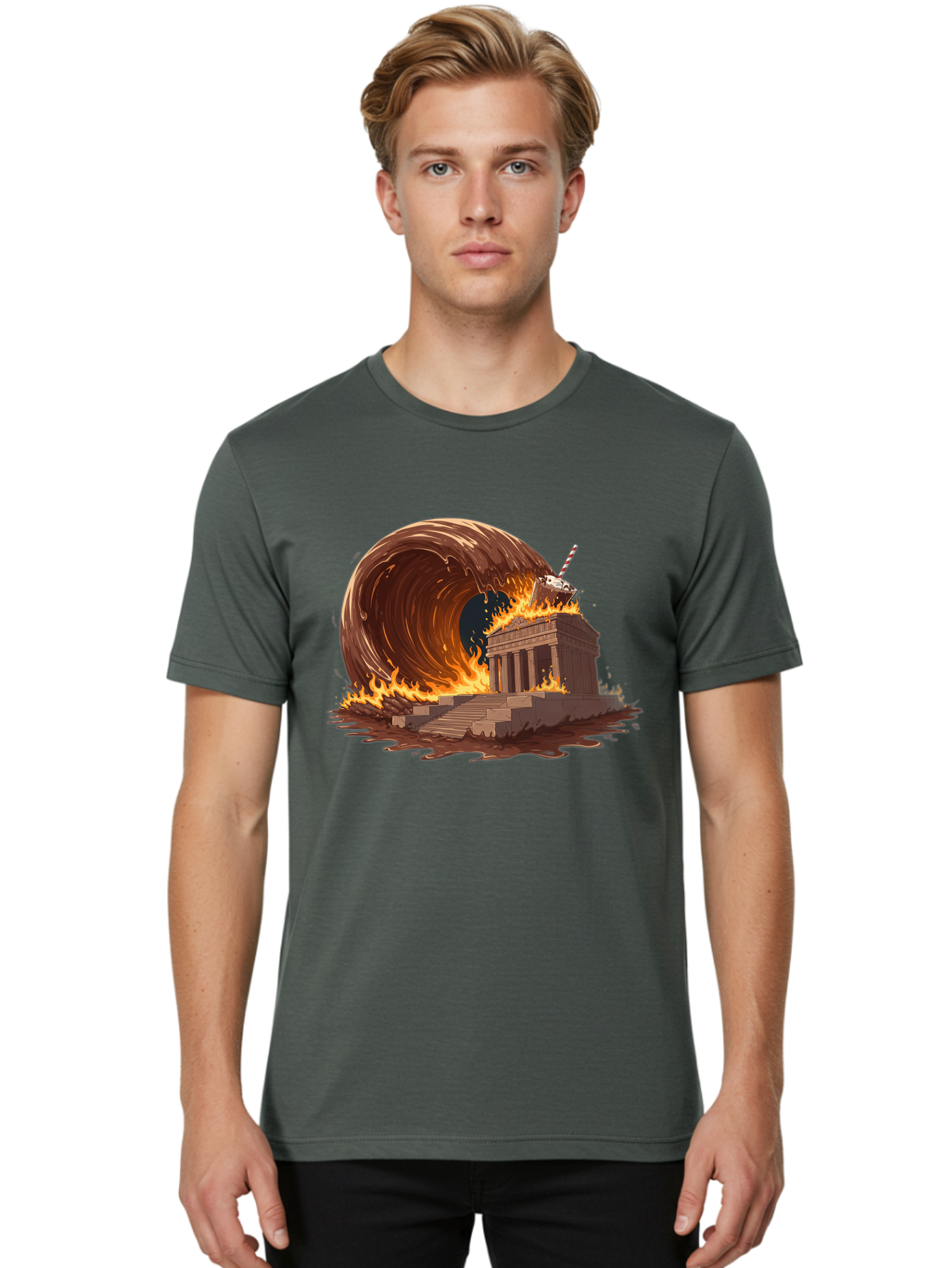 Brandenburg-Gate-On-Fire Men'S Graphic Tee, 100% Cotton, Comfortable Casual Summer Wear, Machine Washable, Vintage Camera, Old Camera, Antique Camera, Black Camera, Classic Photography, Photography Equipment, Nostalgic Device, Film Camera, Bal875
